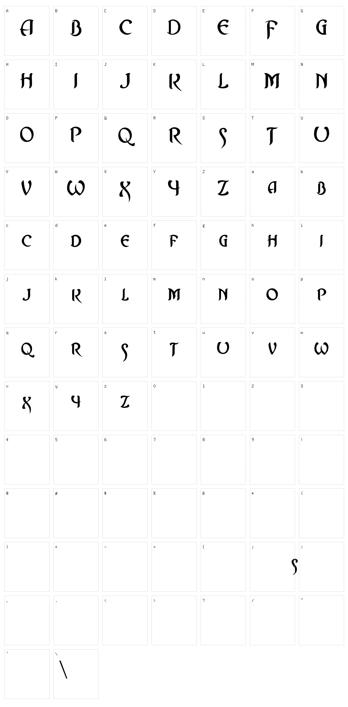 Asrafel Character Set