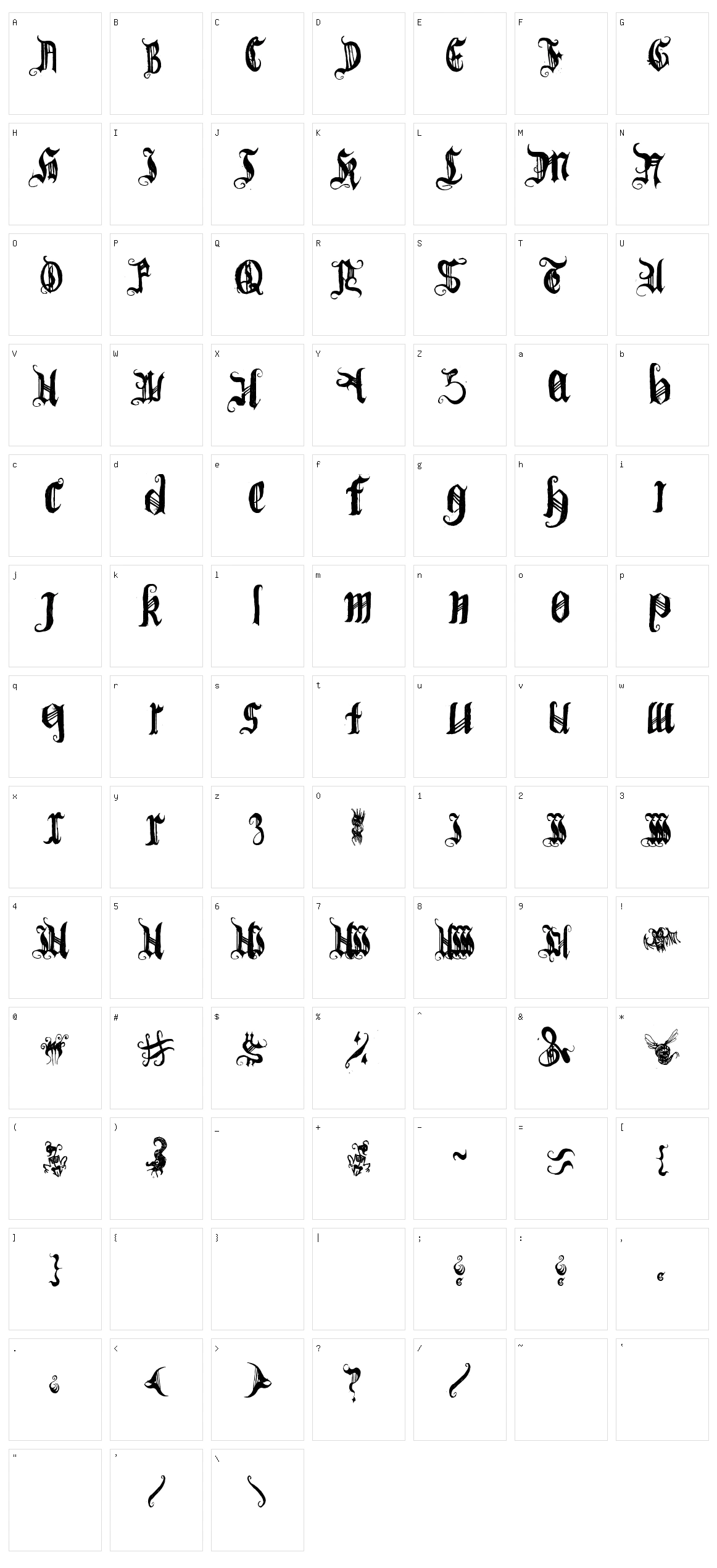 BichOGothic Character Set