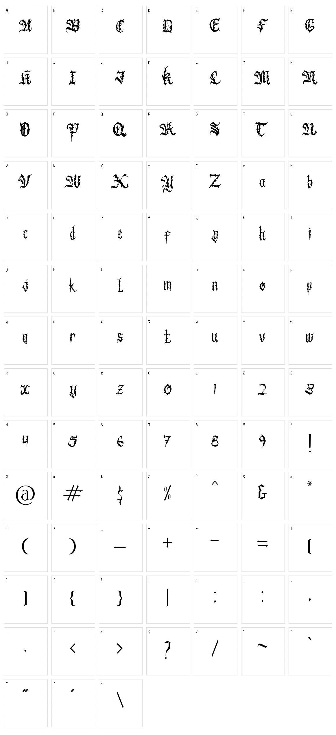 Black Chrone Character Set
