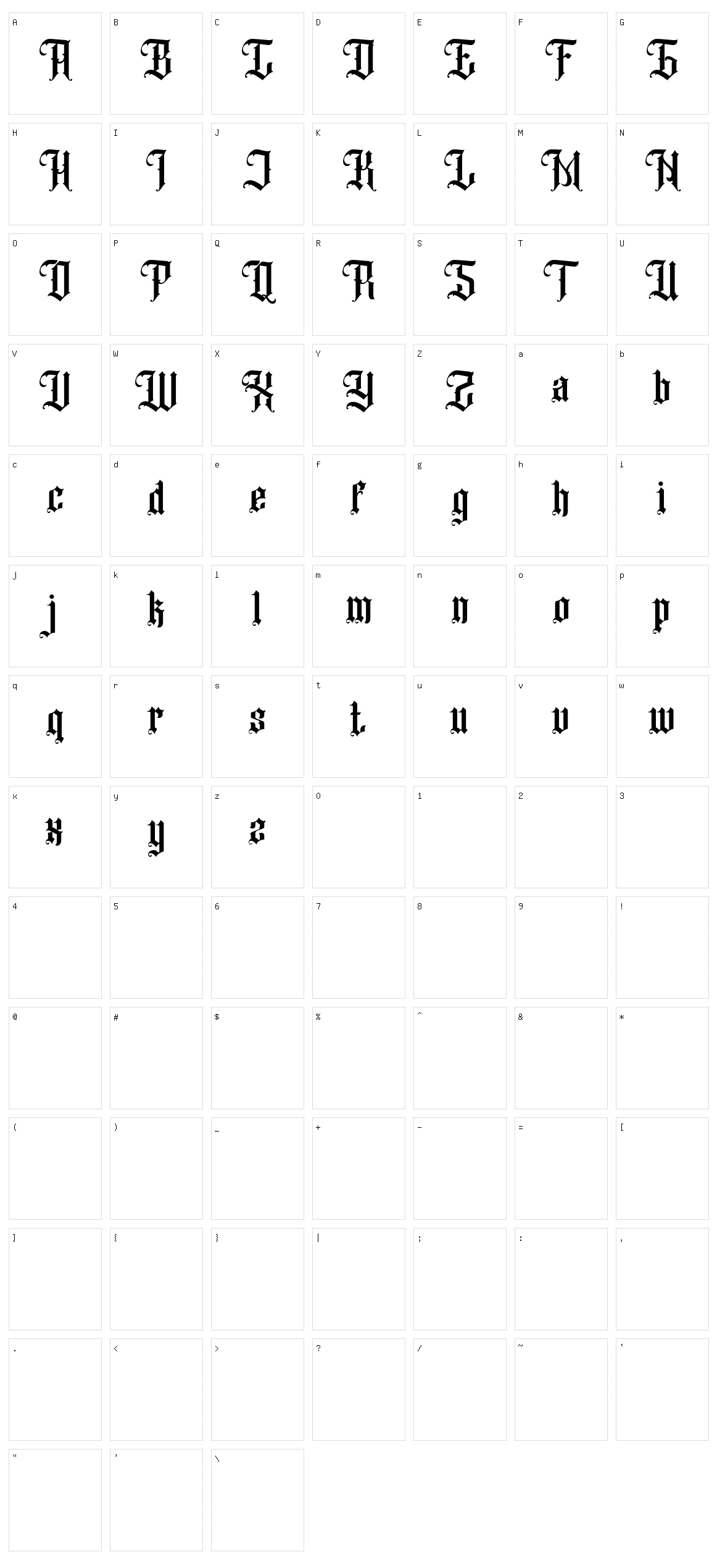 Black Klisse Character Set