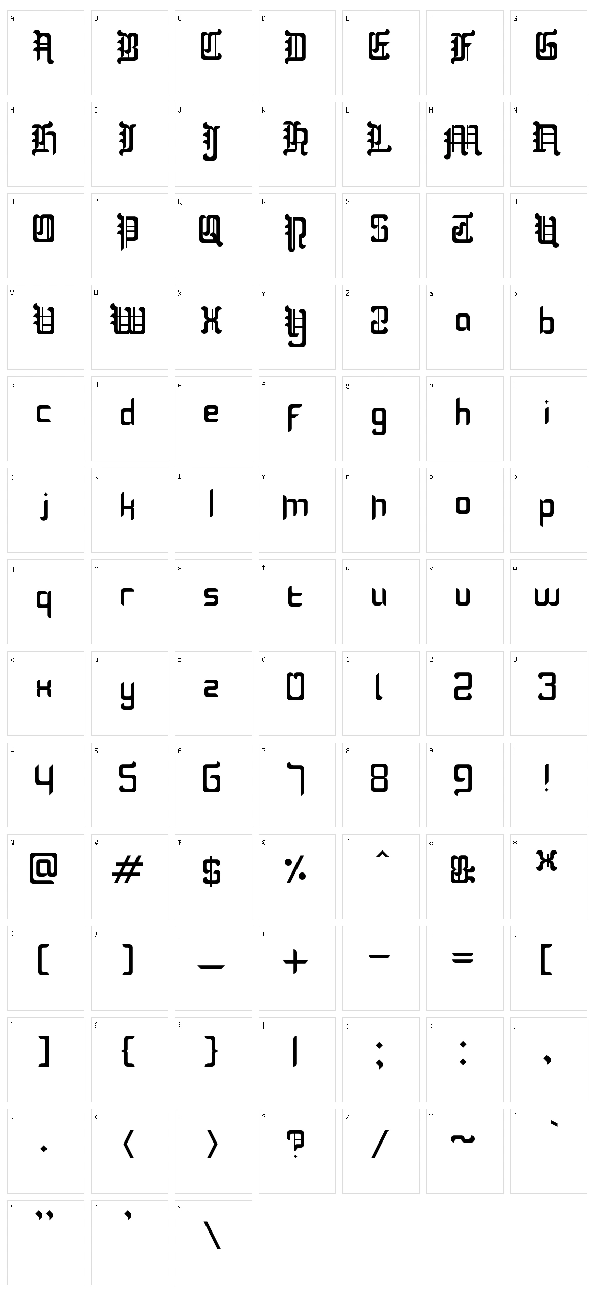 Blackletter Buffoonery Character Set