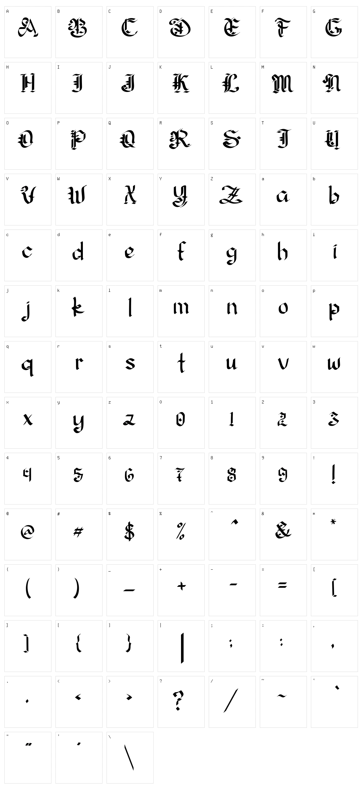 Blackseed Character Set