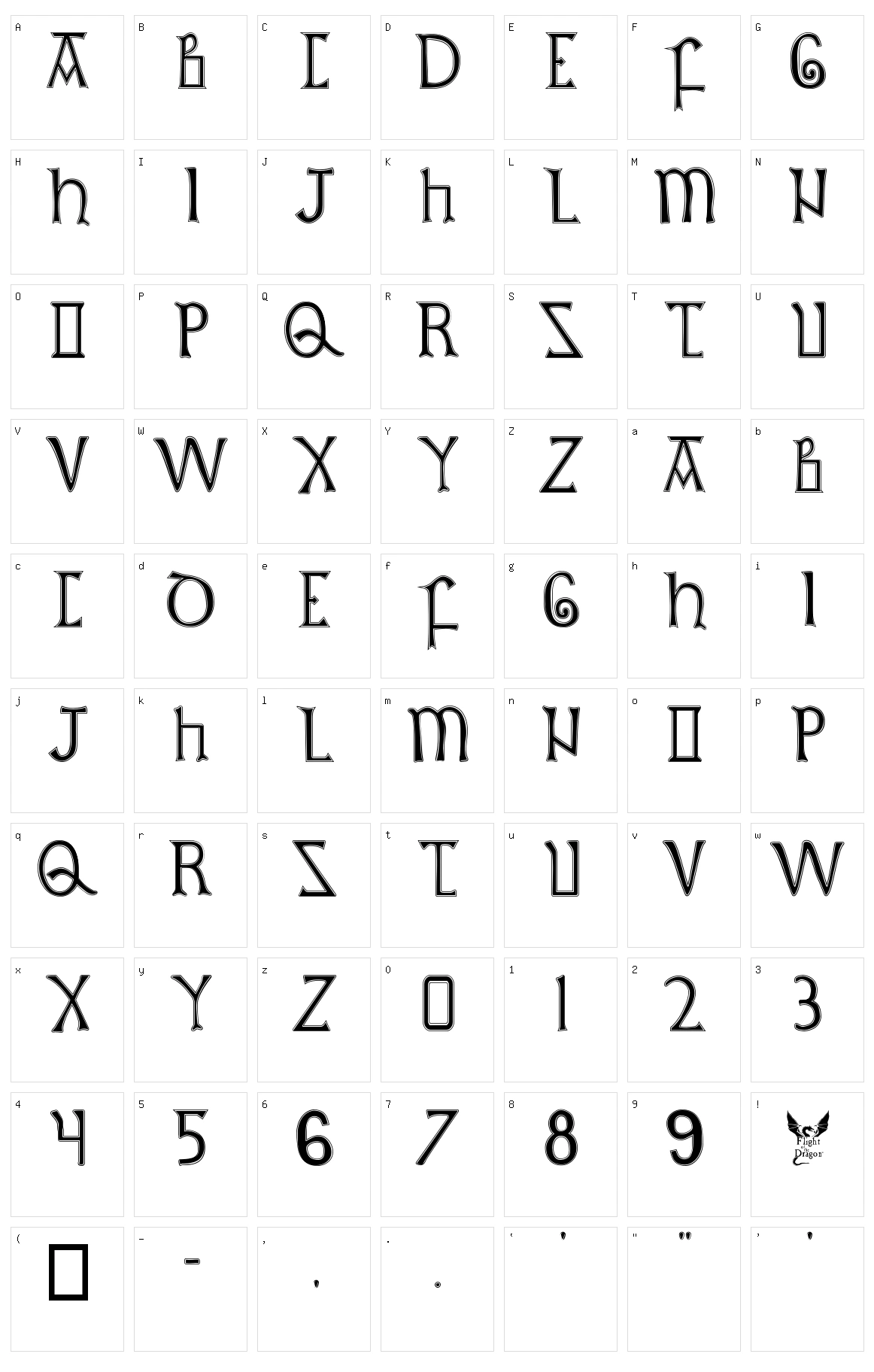 British Outline Majuscules Character Set