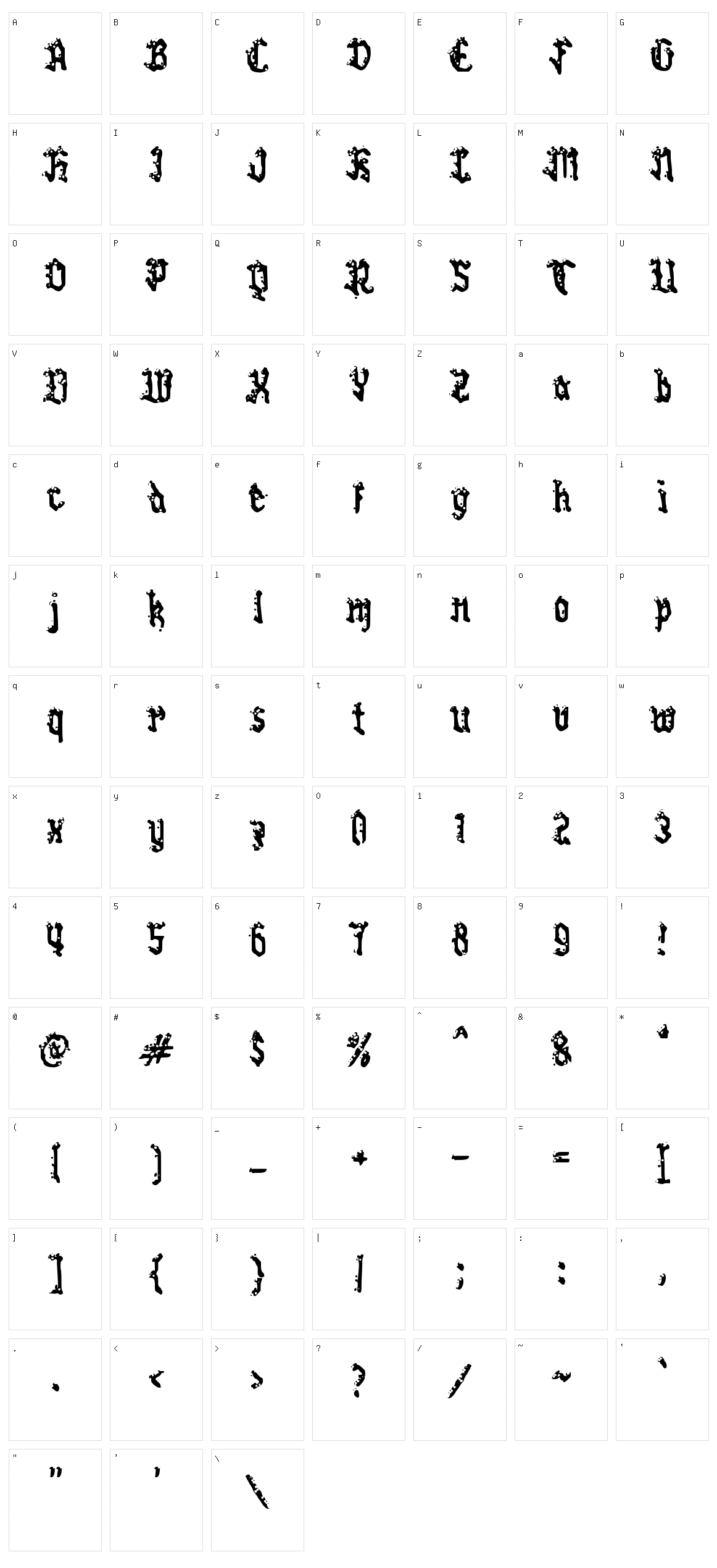 c Cabang Berdaun Character Set
