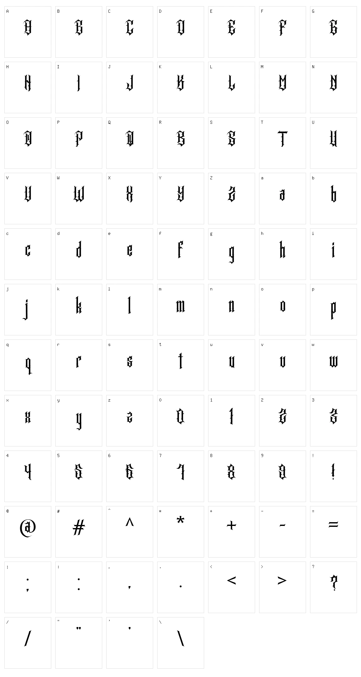 Cansetras Character Set