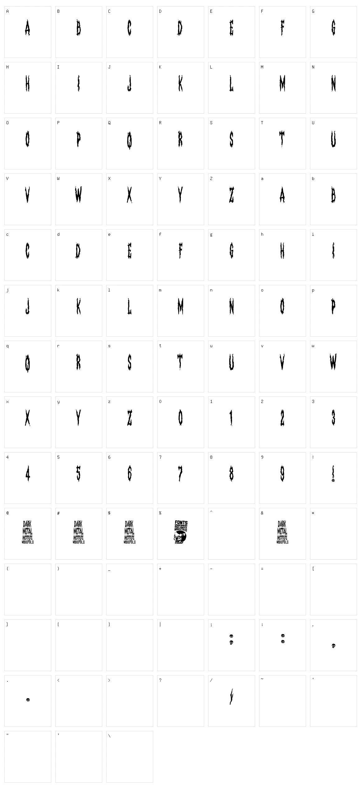 Dark Metal Institute Character Set
