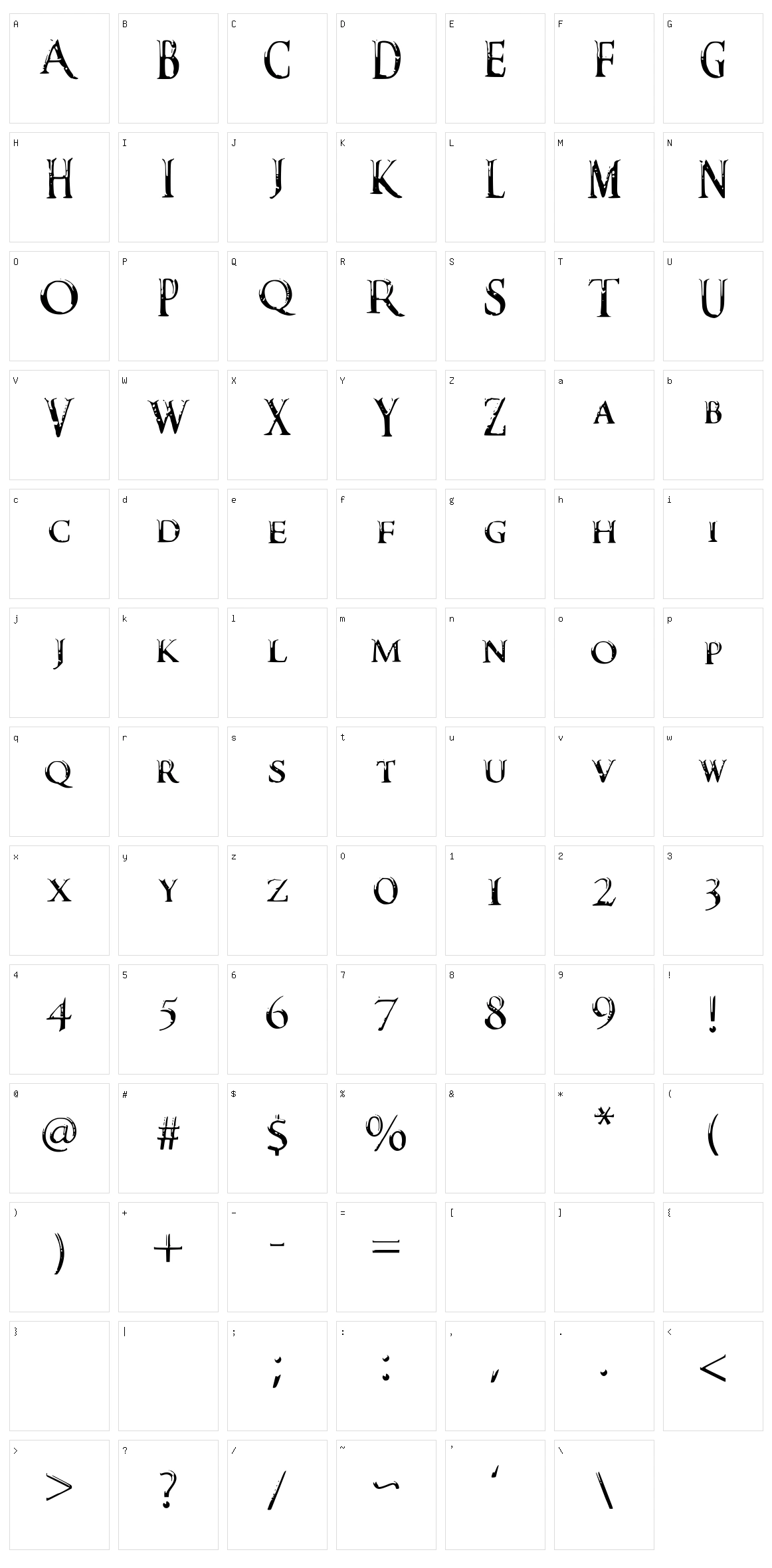 Darks Skyrim Font Character Set