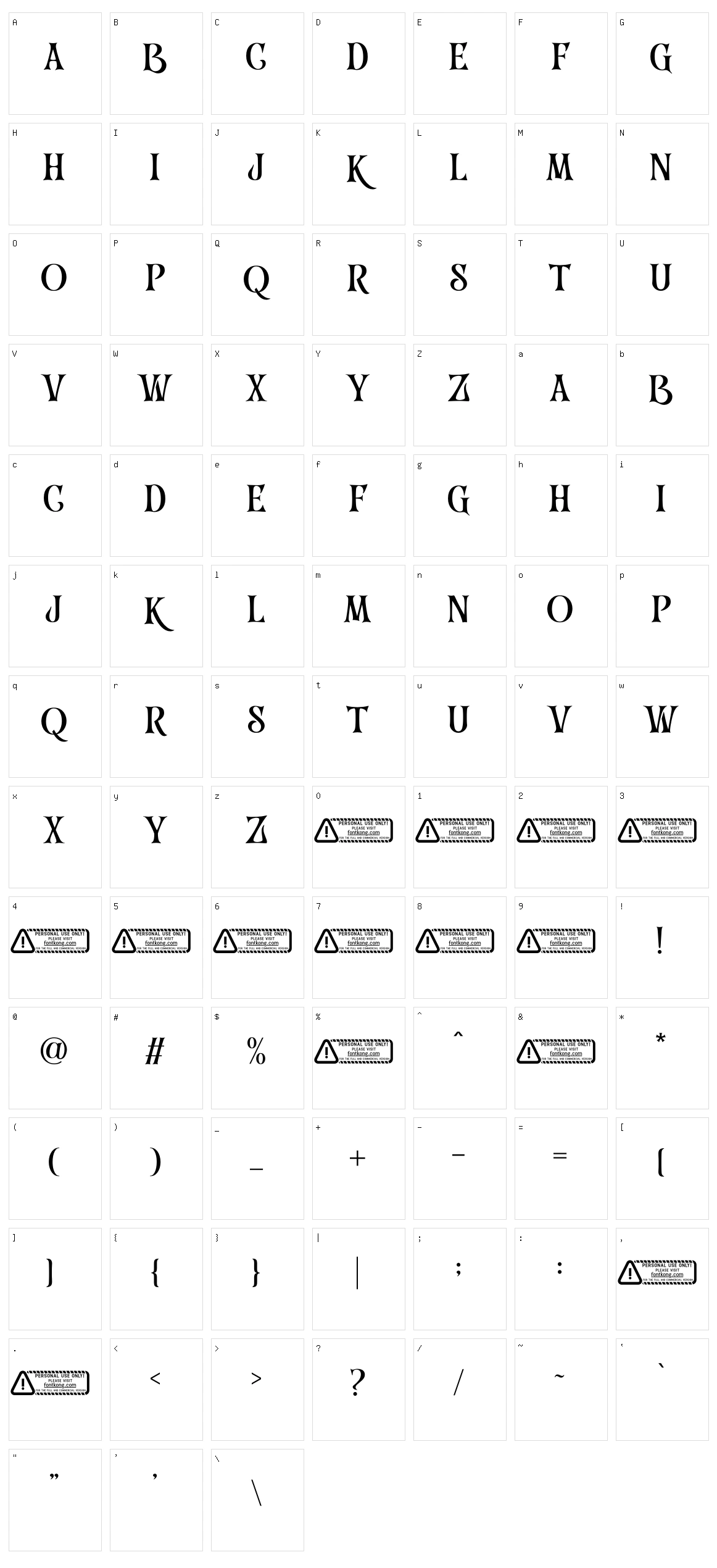 Godiaz Character Set