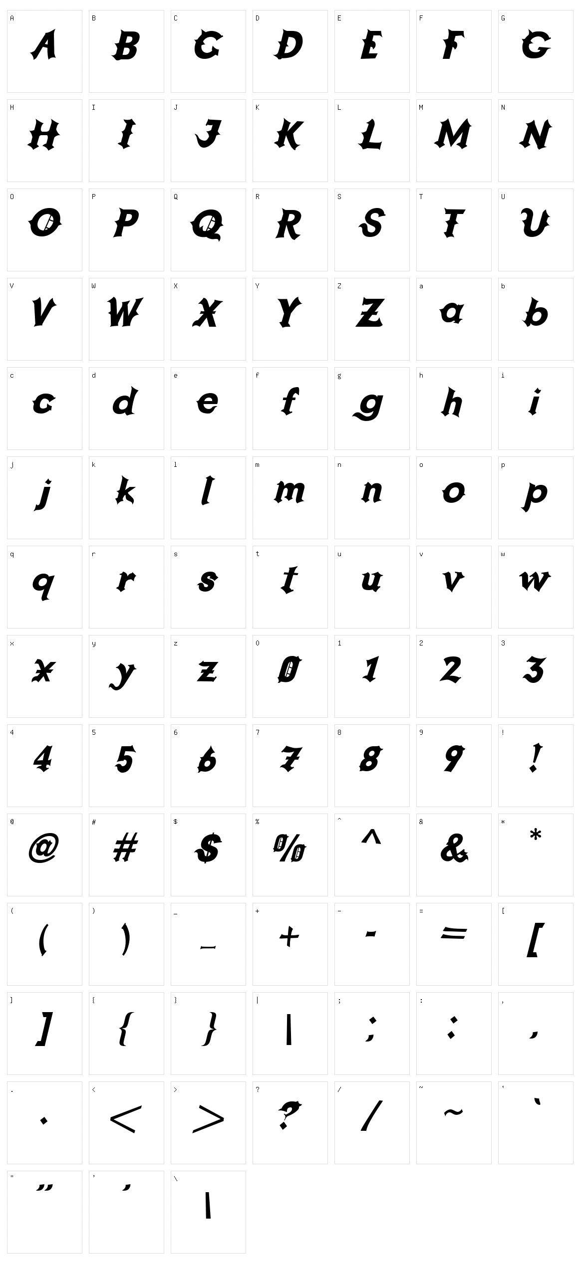 Grappa Character Set