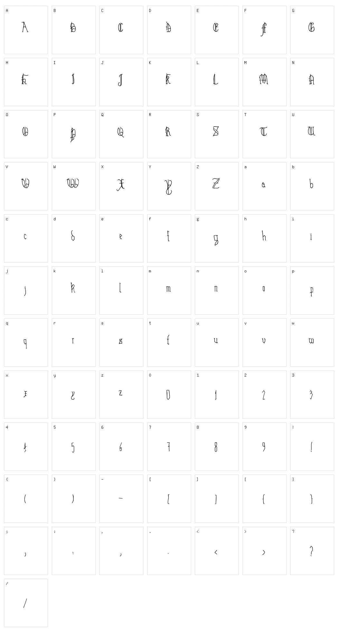 Hairline Quadrata Character Set