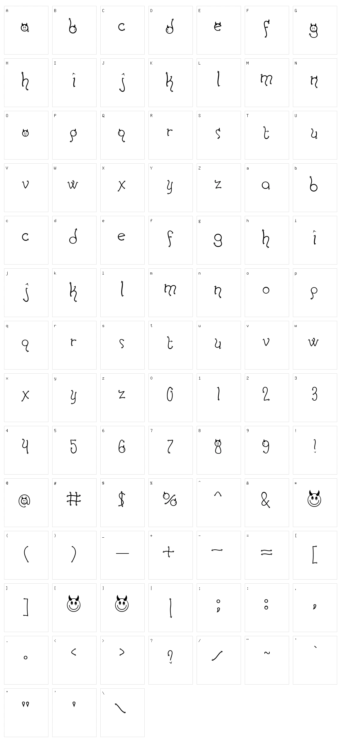 Horny Devils Character Set