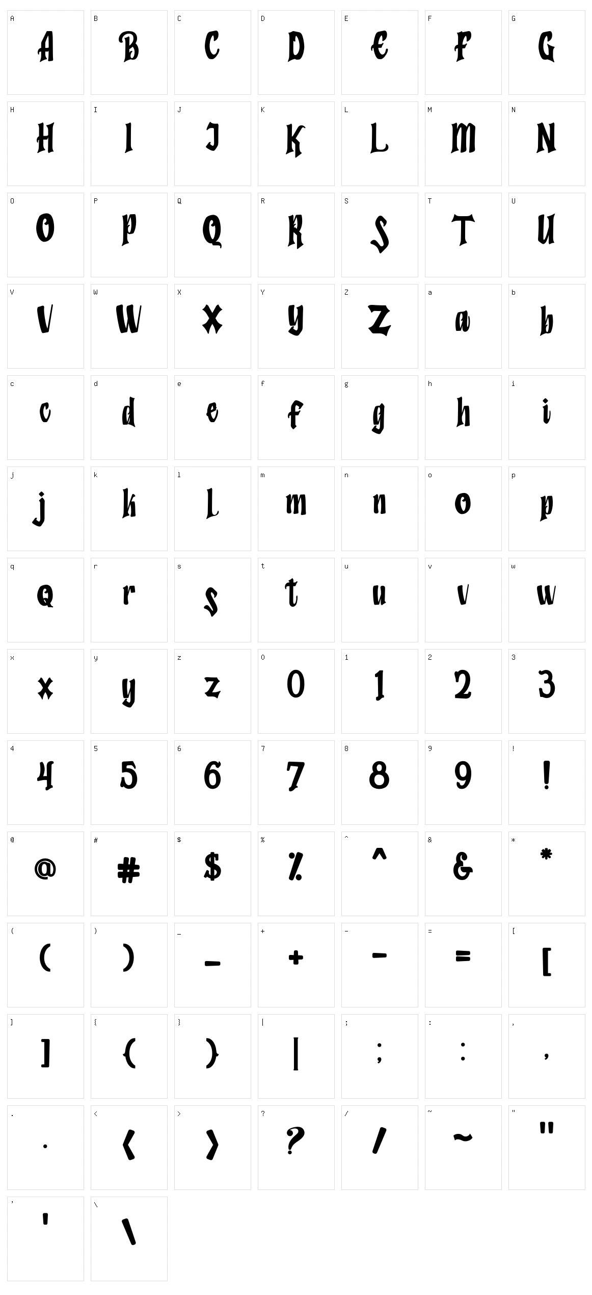 Humingson Character Set