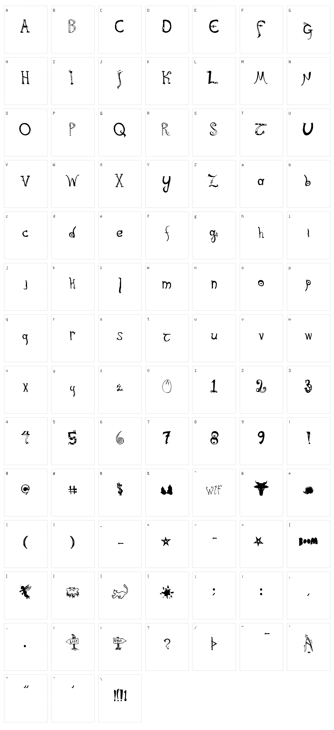 Kitbiya Amerikiya Character Set