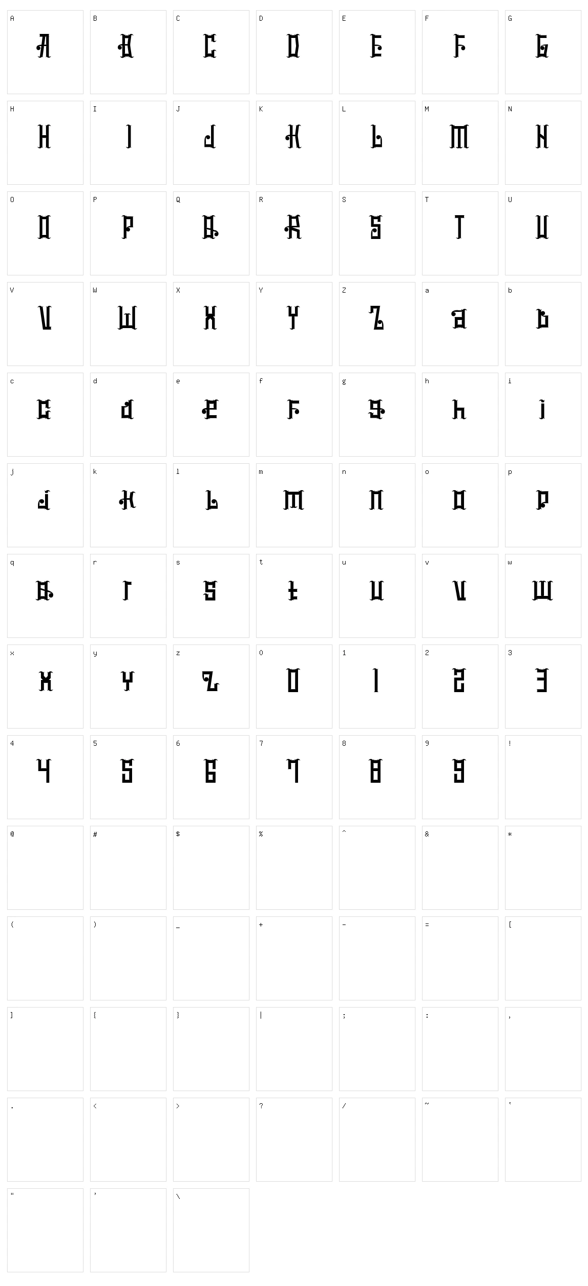 Mucilage Type Character Set