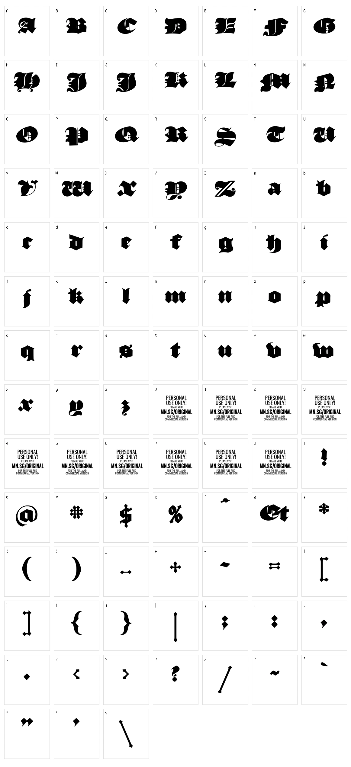 Original Black Character Set