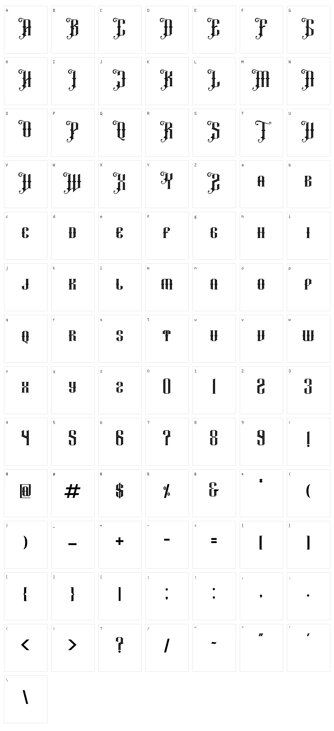Prastico Character Set