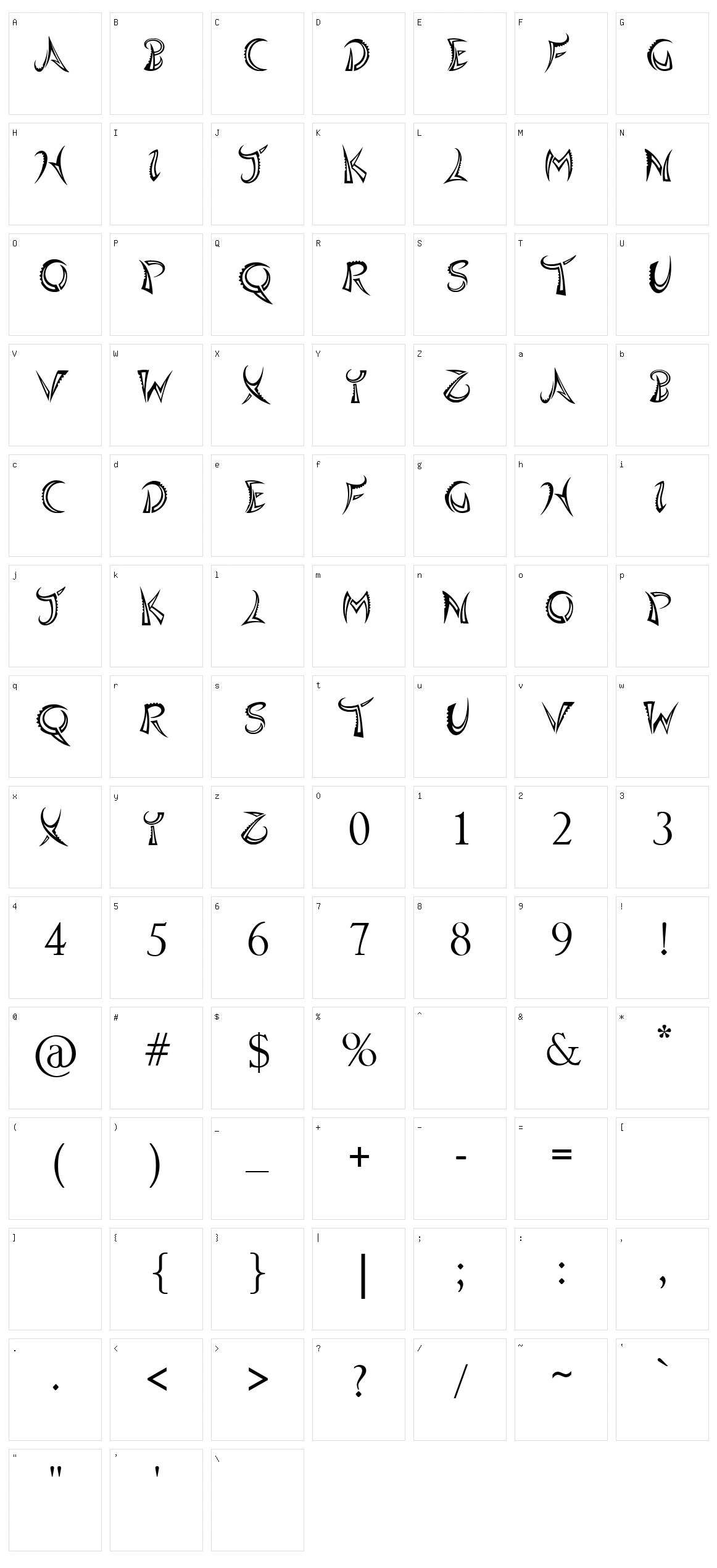 Quasari Character Set