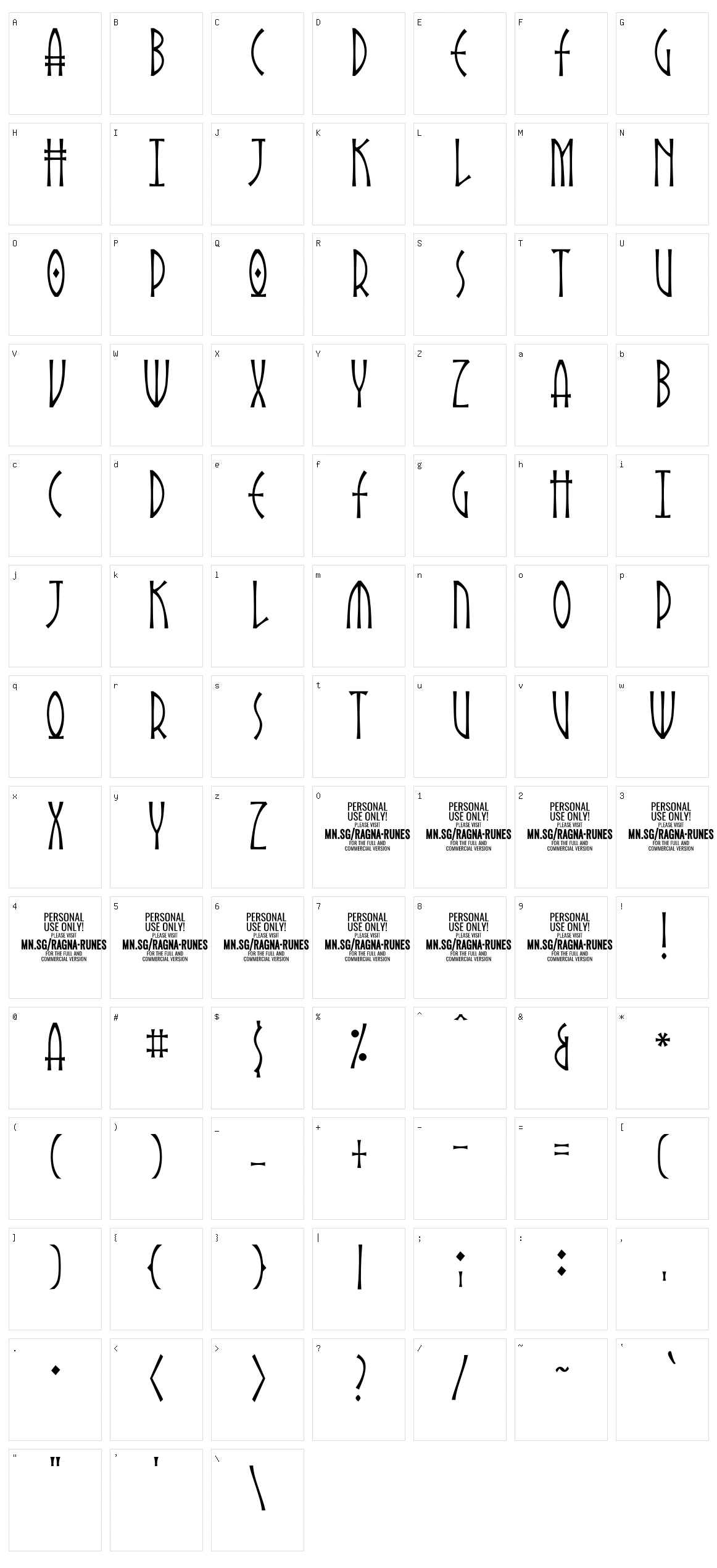 Ragna Runes Character Set