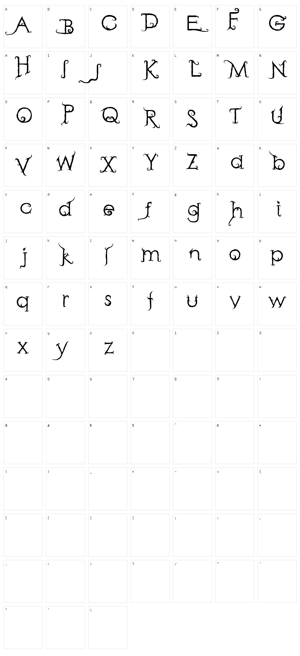 Retak Seribu Character Set