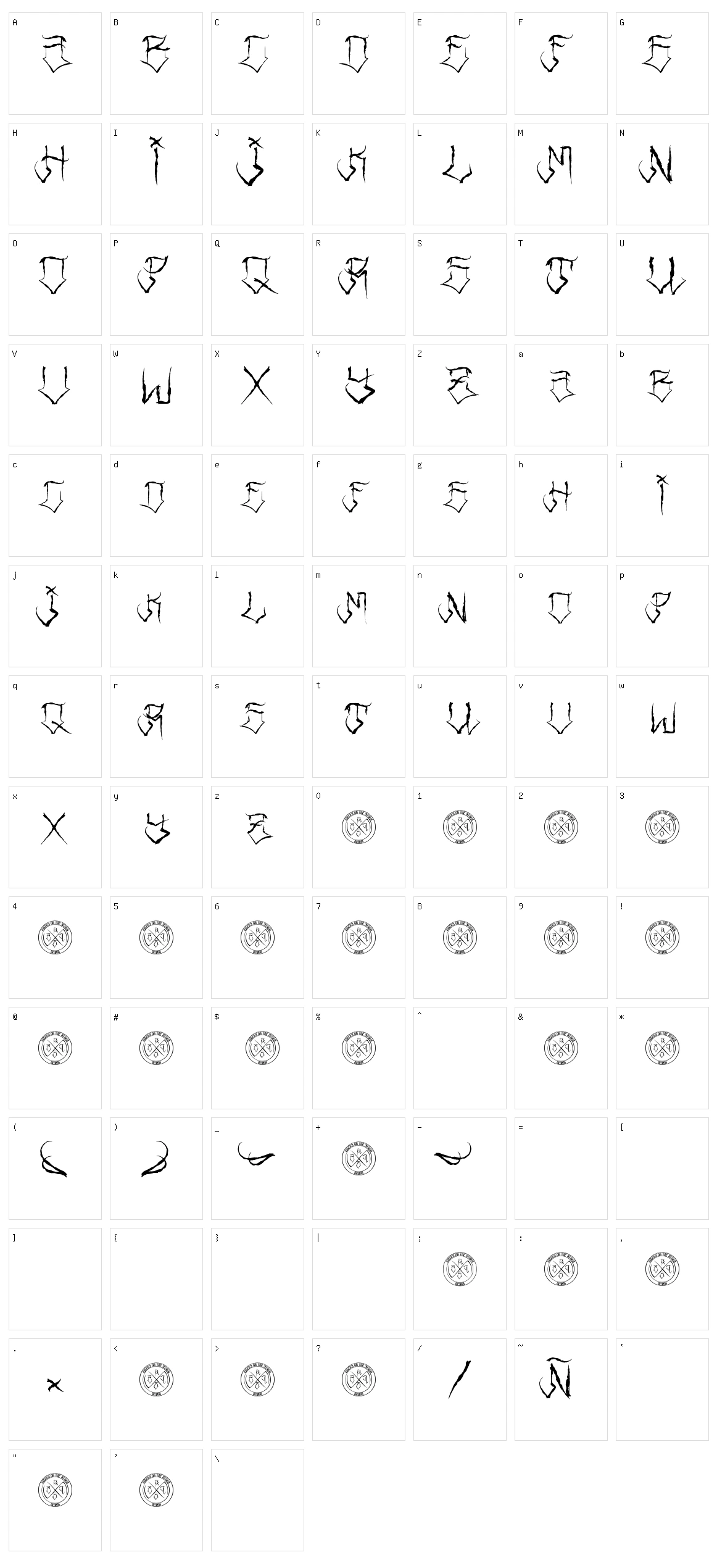 Riders Font Character Set