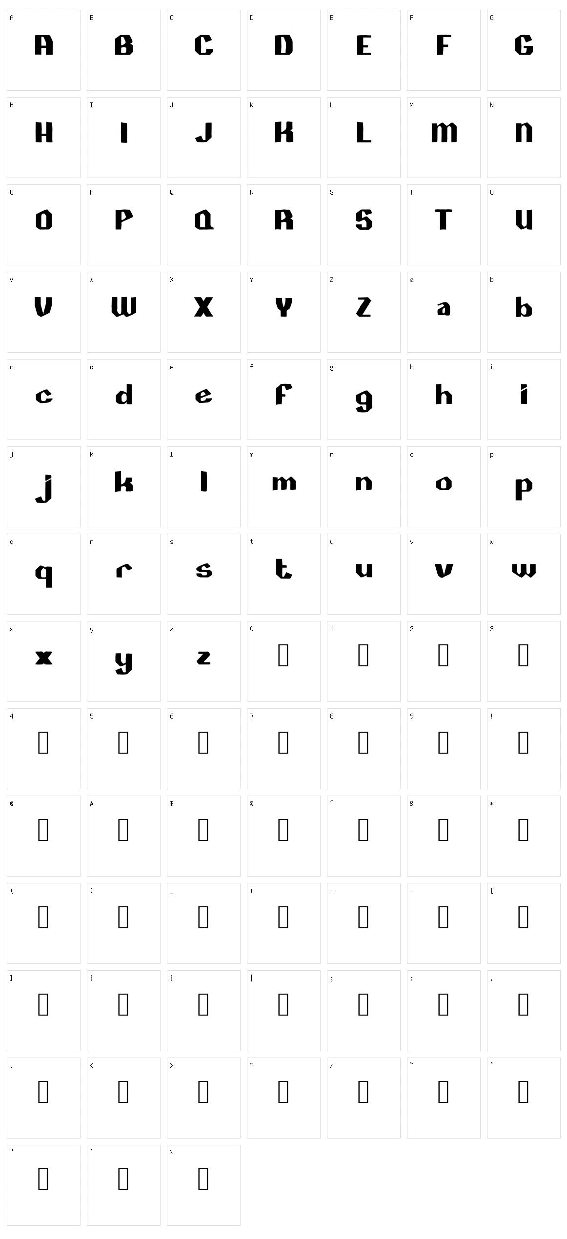 Rosewell Character Set