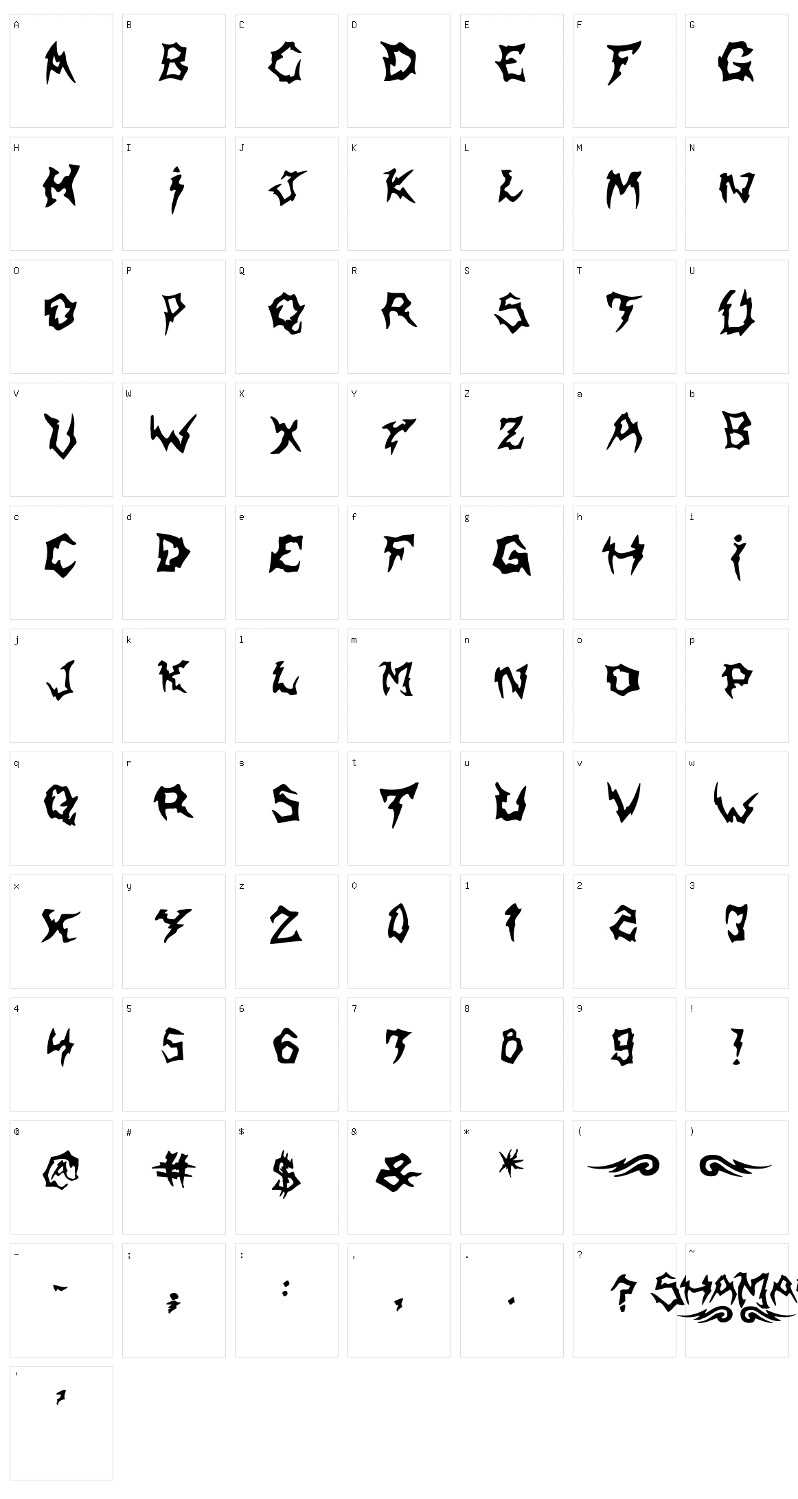 Shaman Character Set