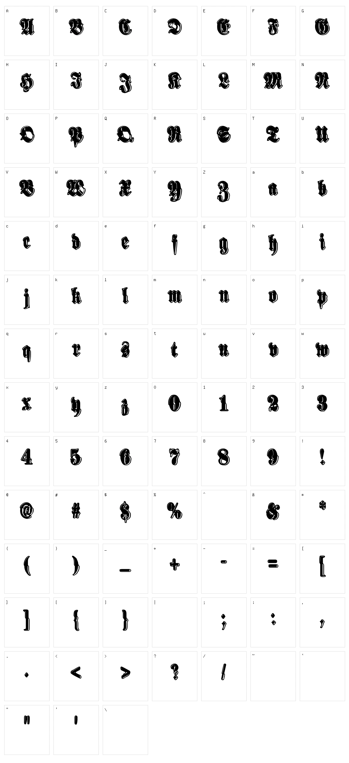 Sinisenharmaa Perkele Character Set