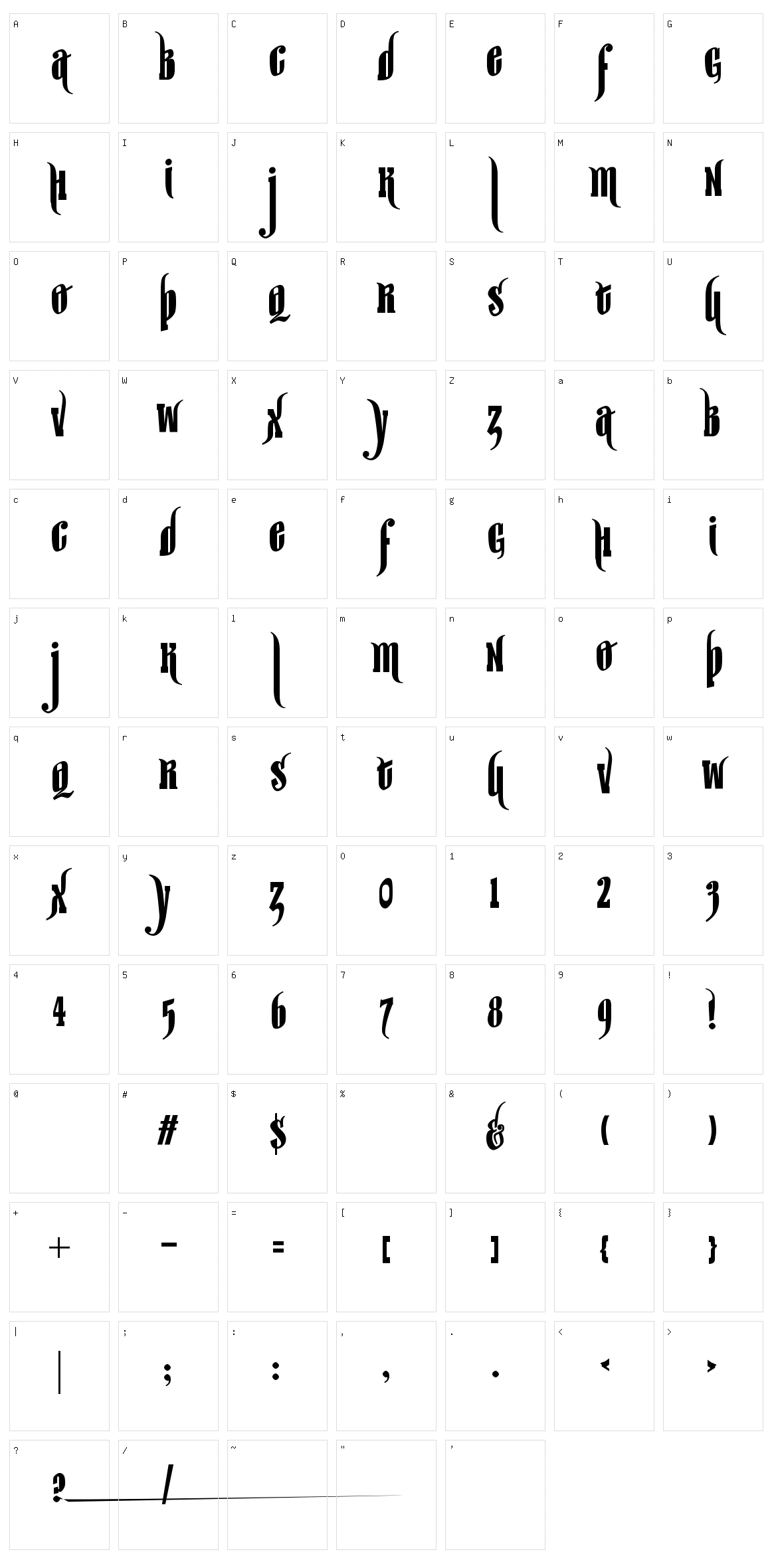 Sir William Character Set