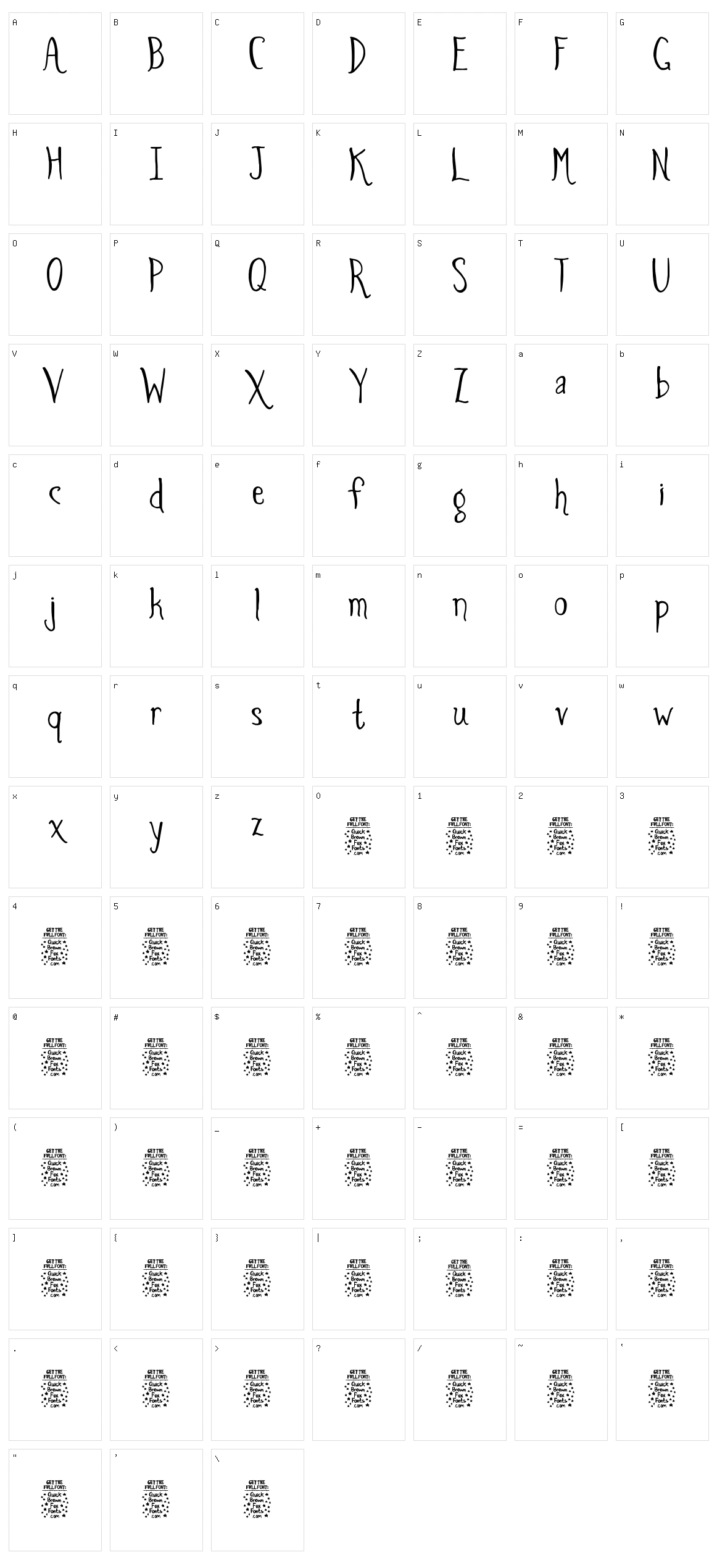 Spiders and Sparrows Character Set