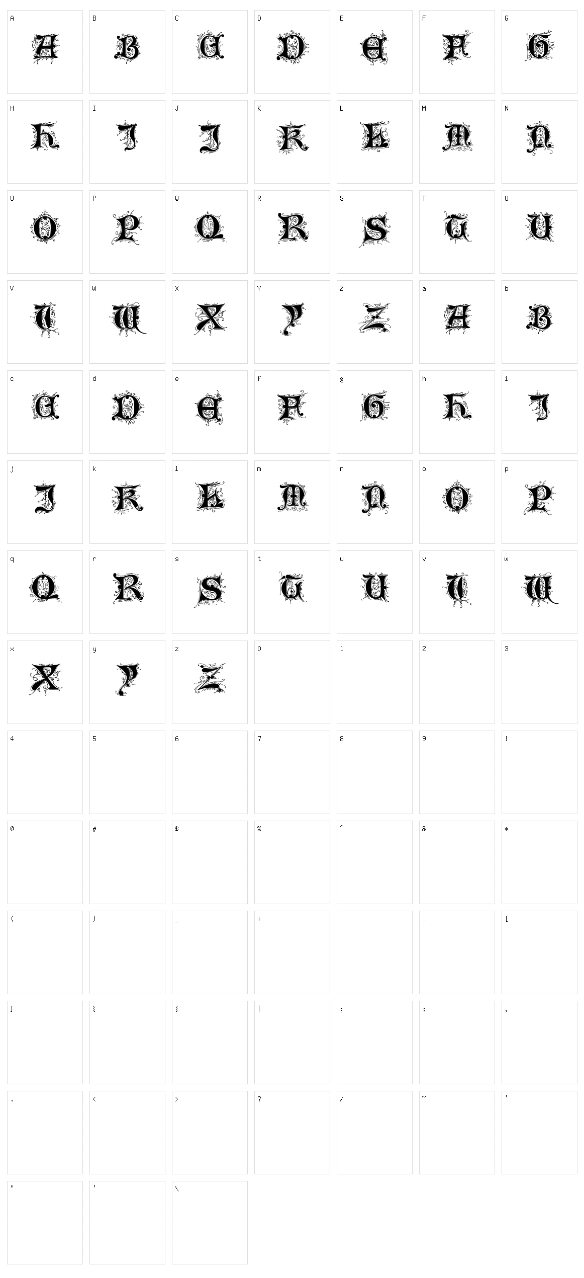 Tosca Character Set