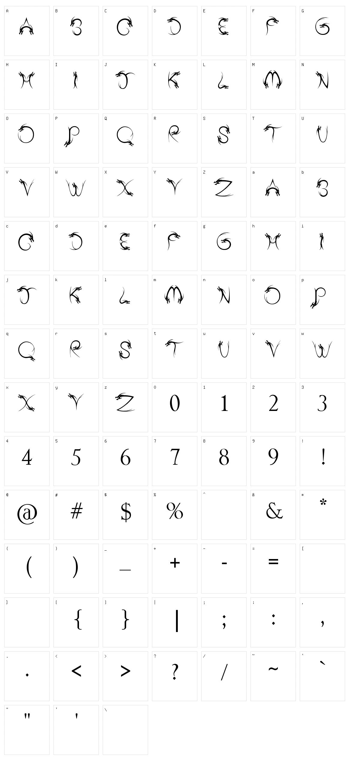 Tribal Dragon Character Set