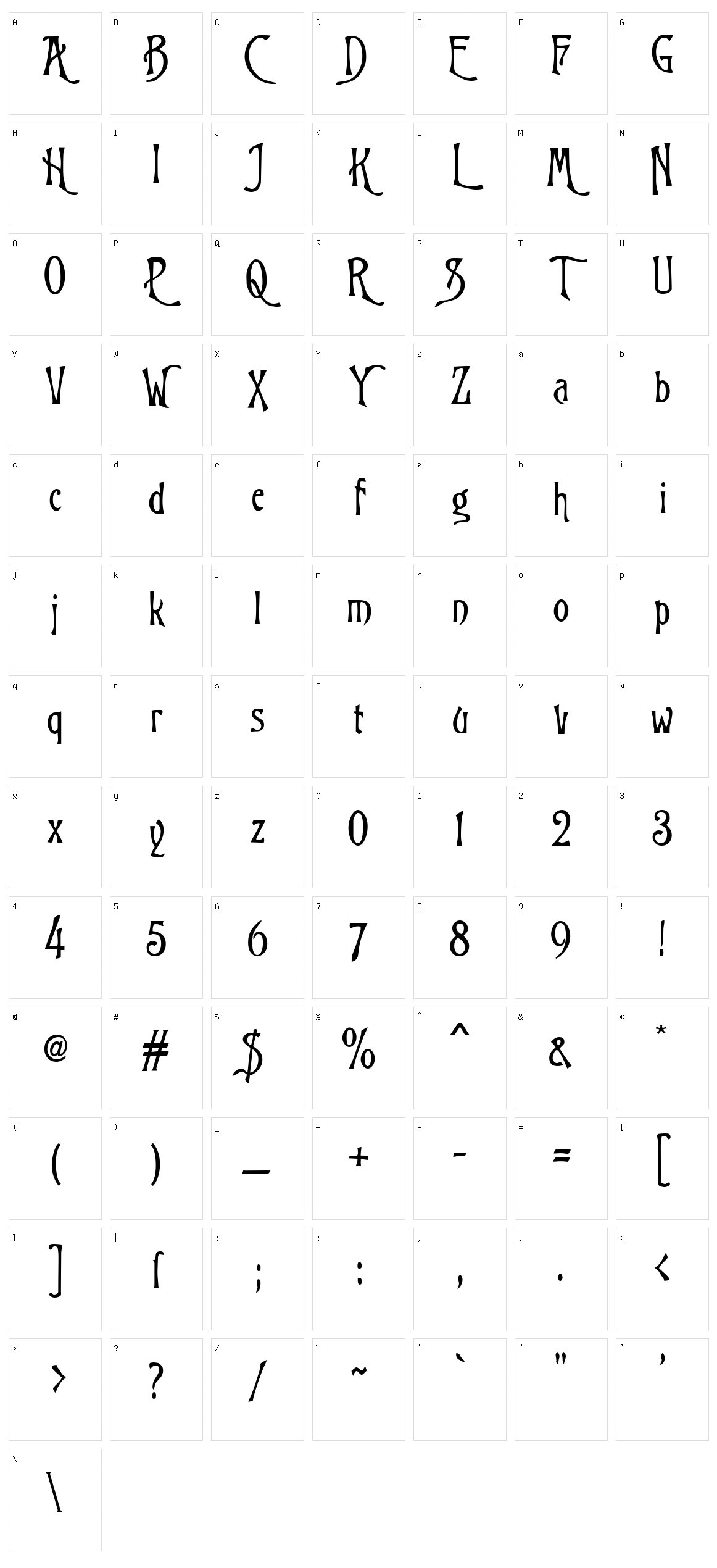Trinigan FG Character Set