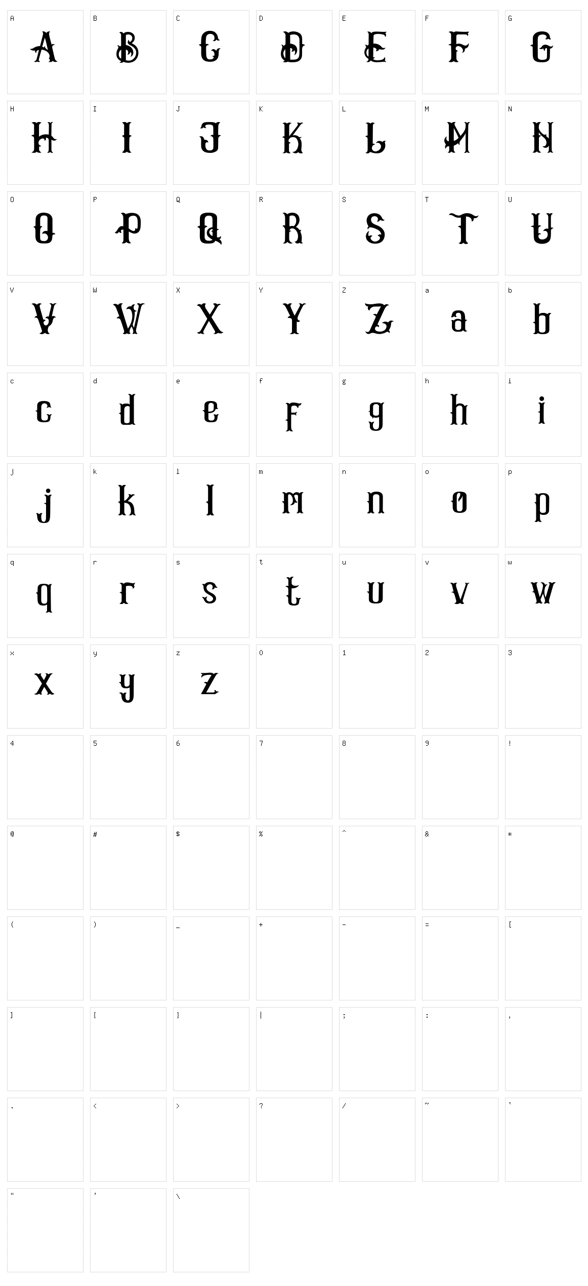 Vanhala Character Set