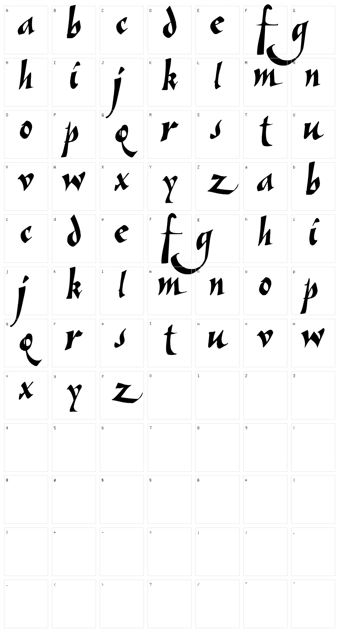 Vein Character Set