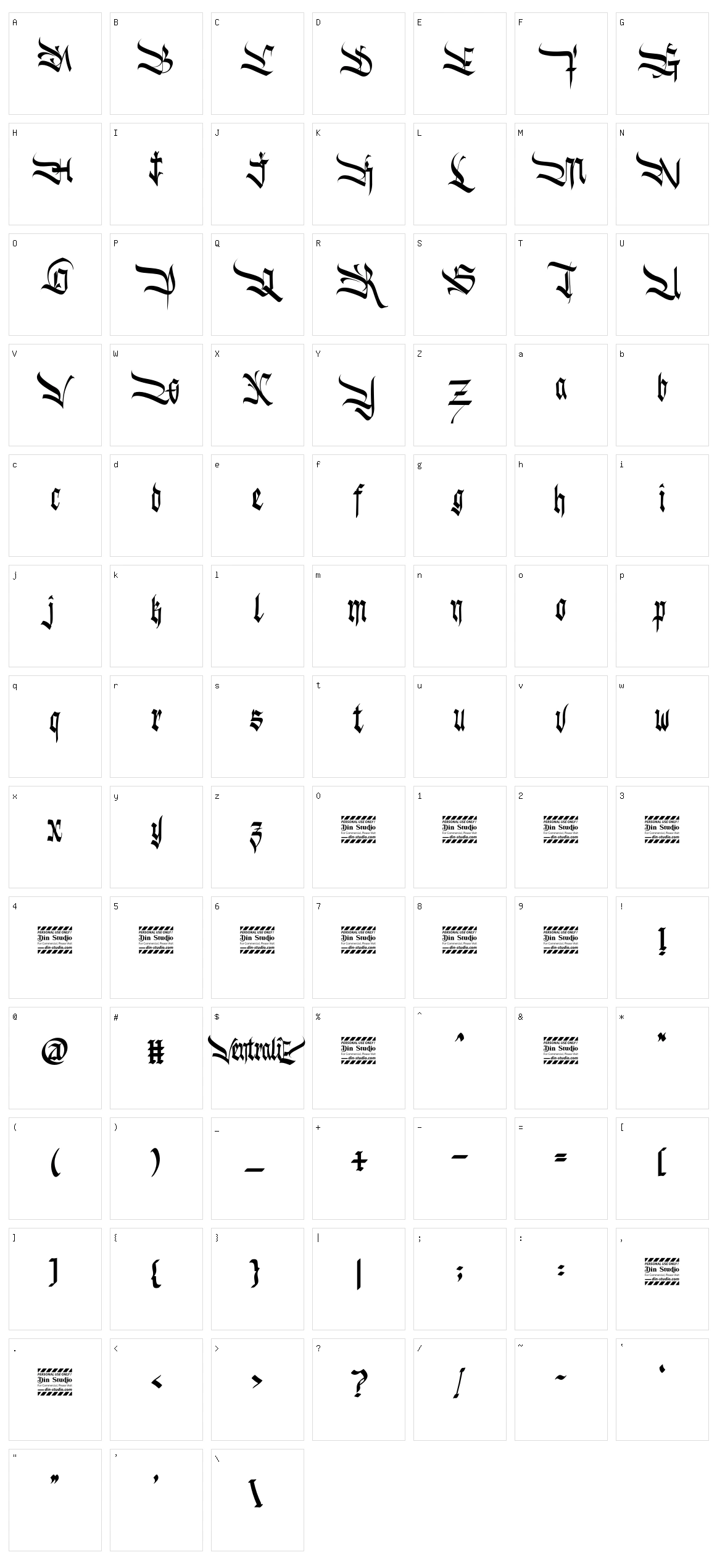 Ventralie Character Set