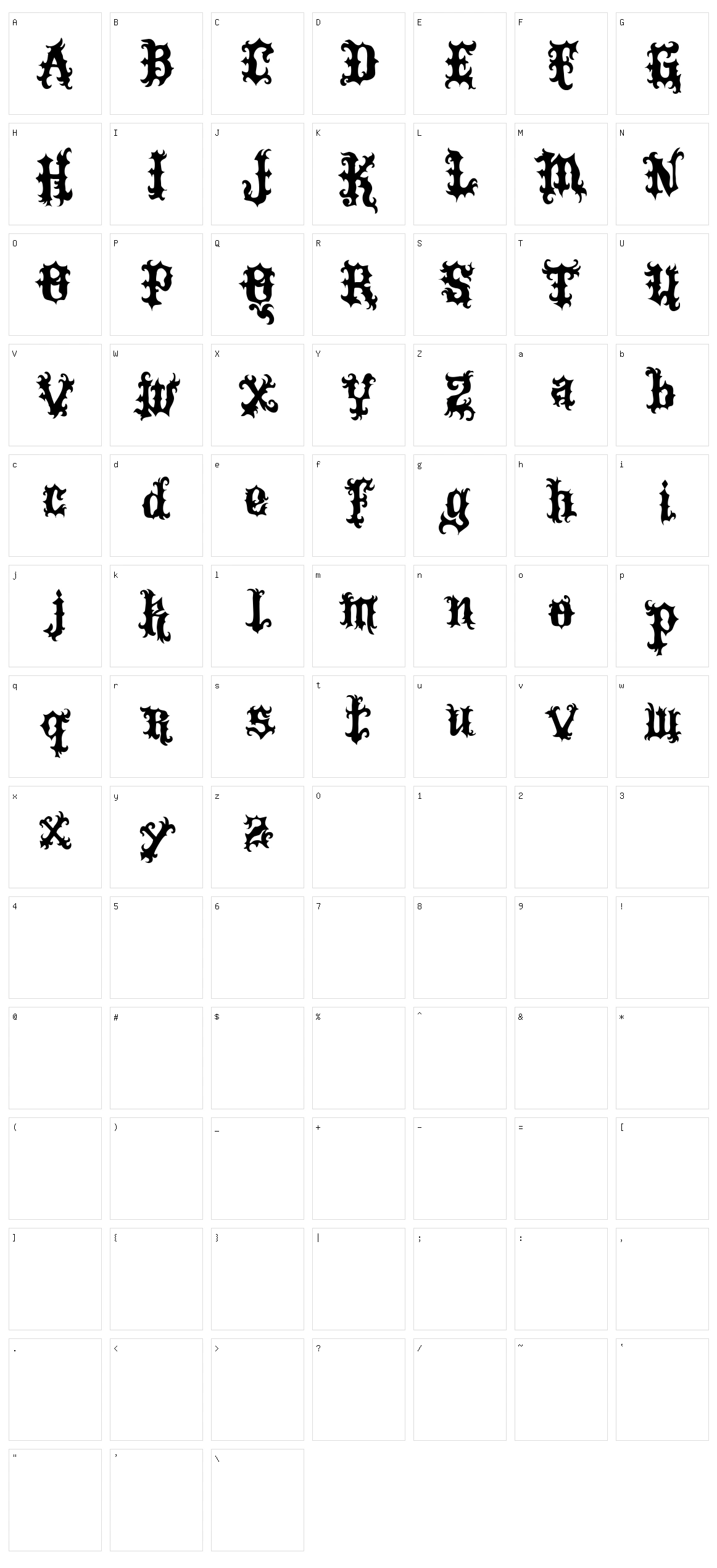 VTKS Tattoo Character Set