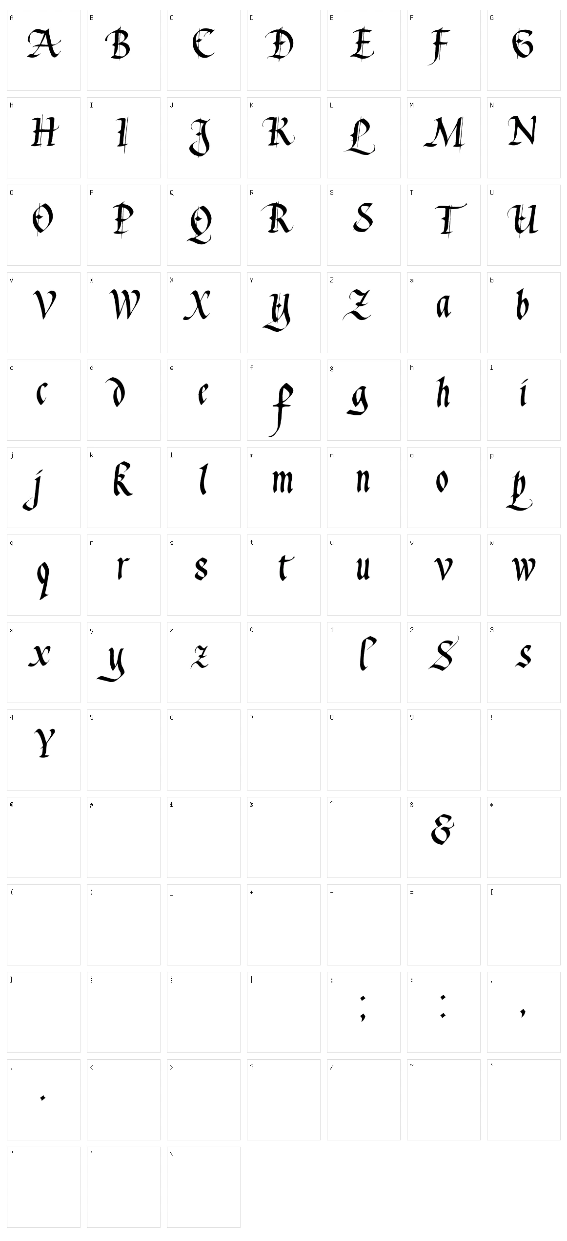 Waters Gothic Character Set