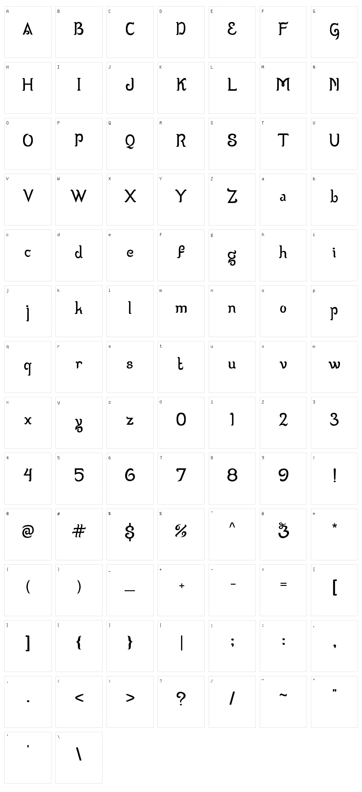Wizzta Character Set