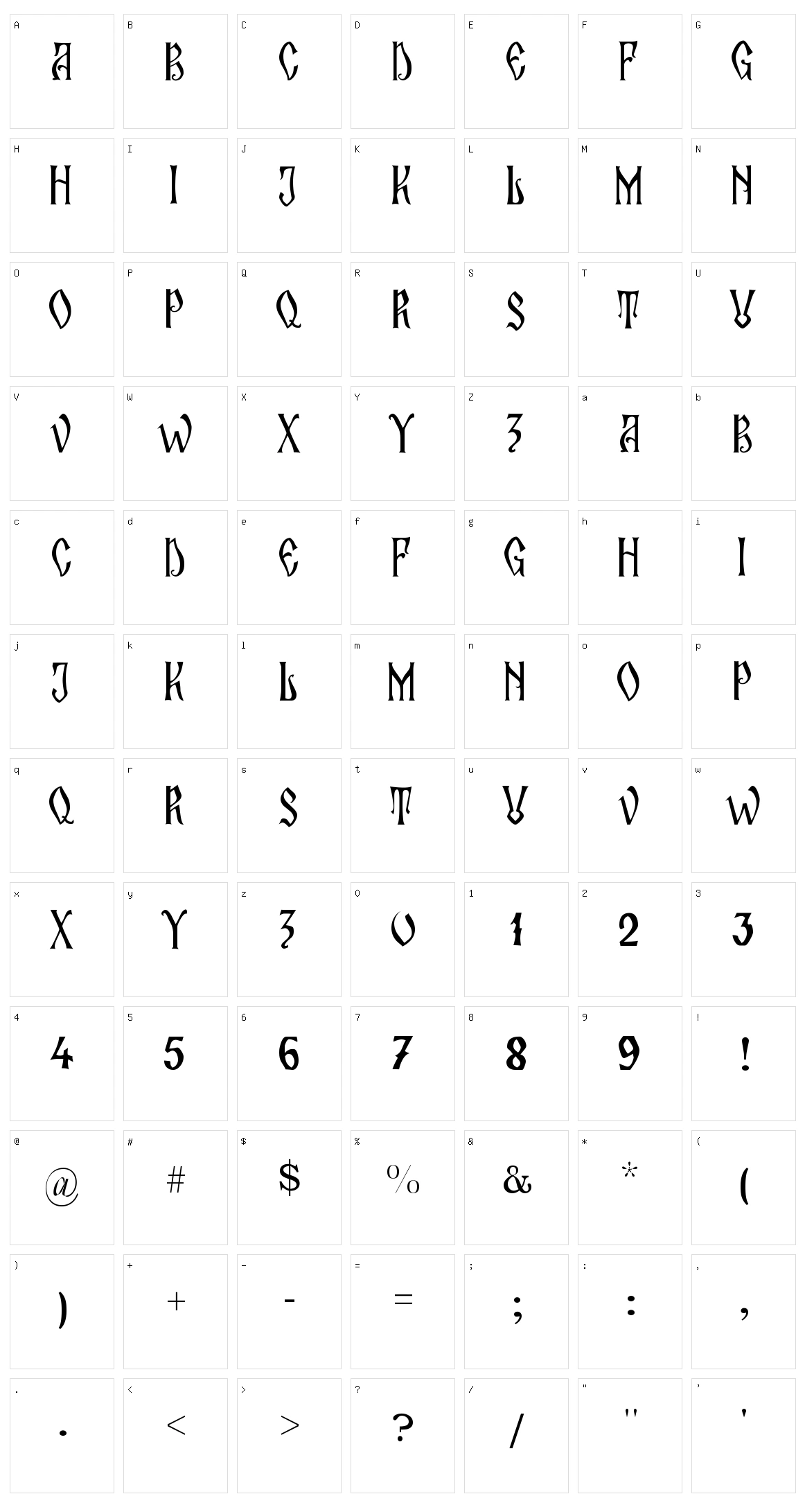 Zamolxis II Character Set