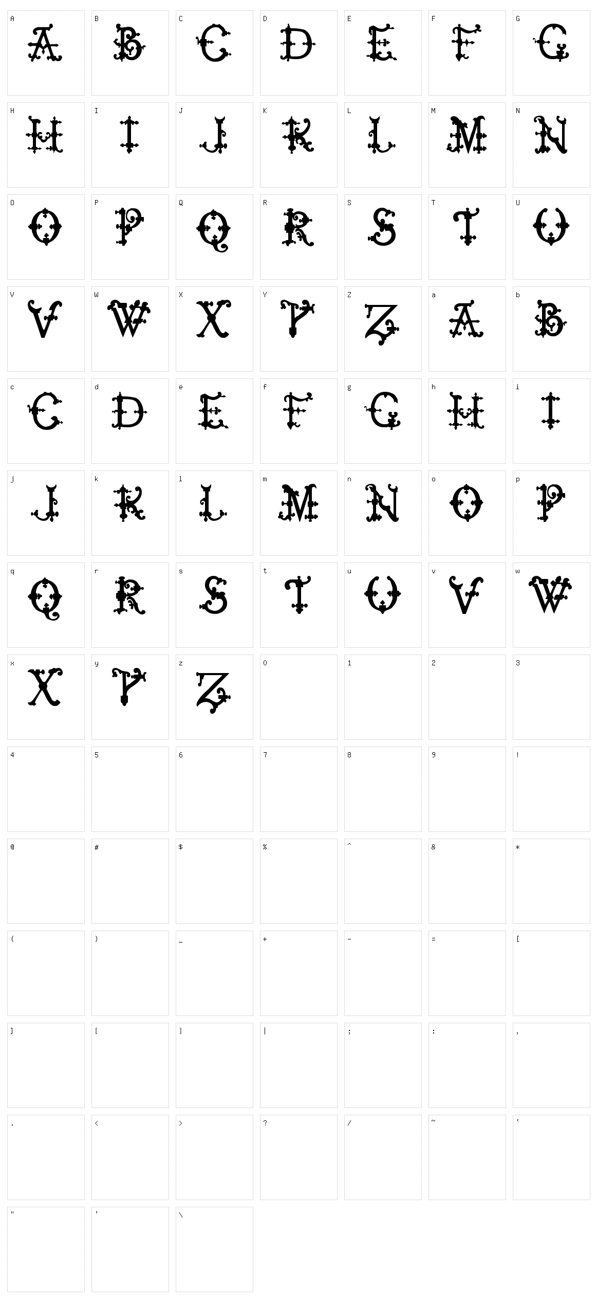 Elizabethan Initials TFB Character Set