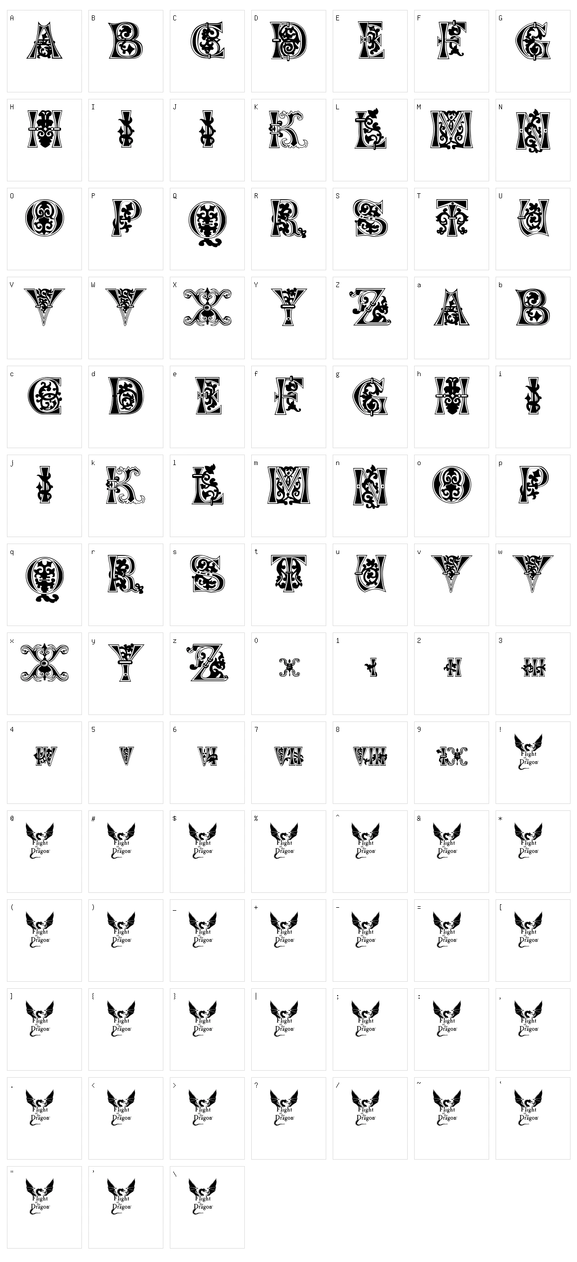 Floral Majuscules, 11th c. Character Set
