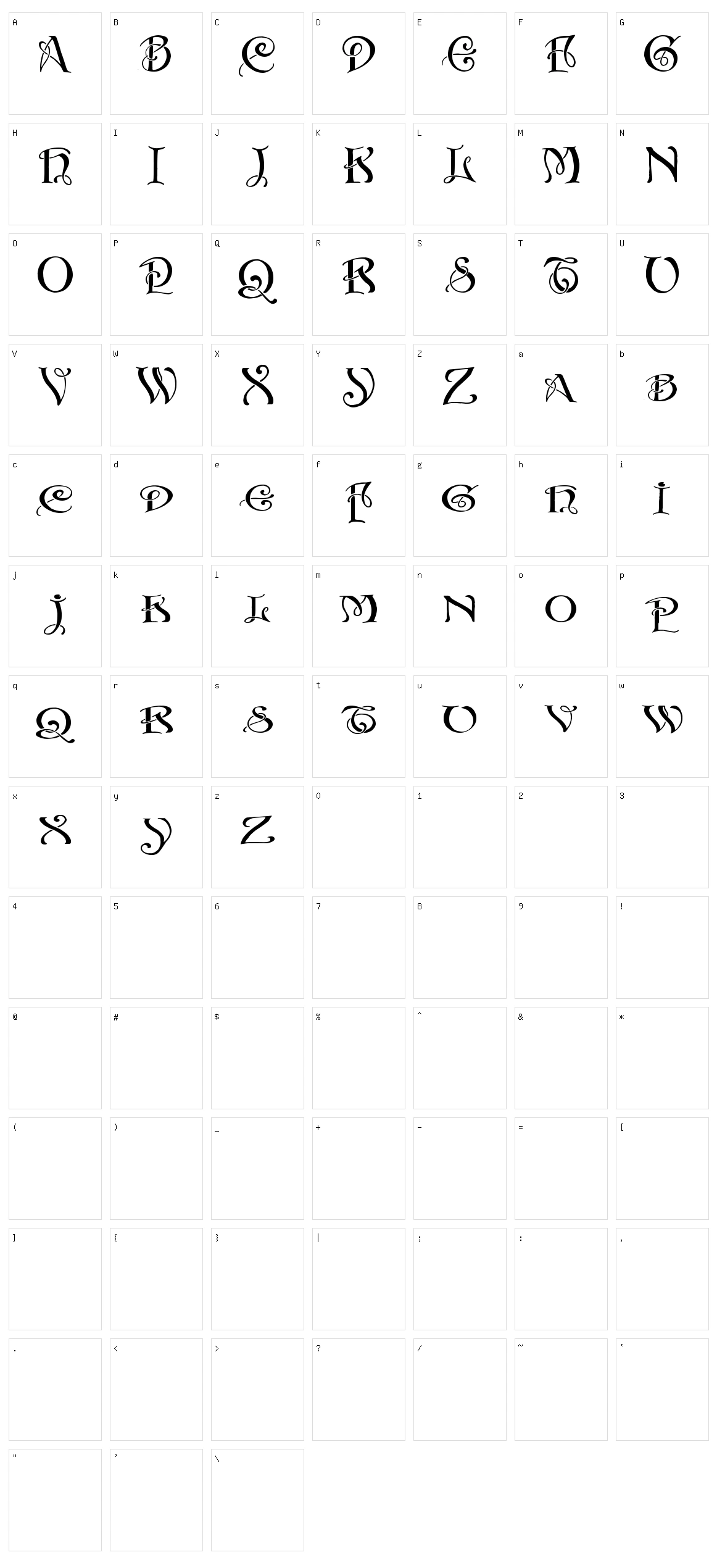 Initials With Curls Character Set