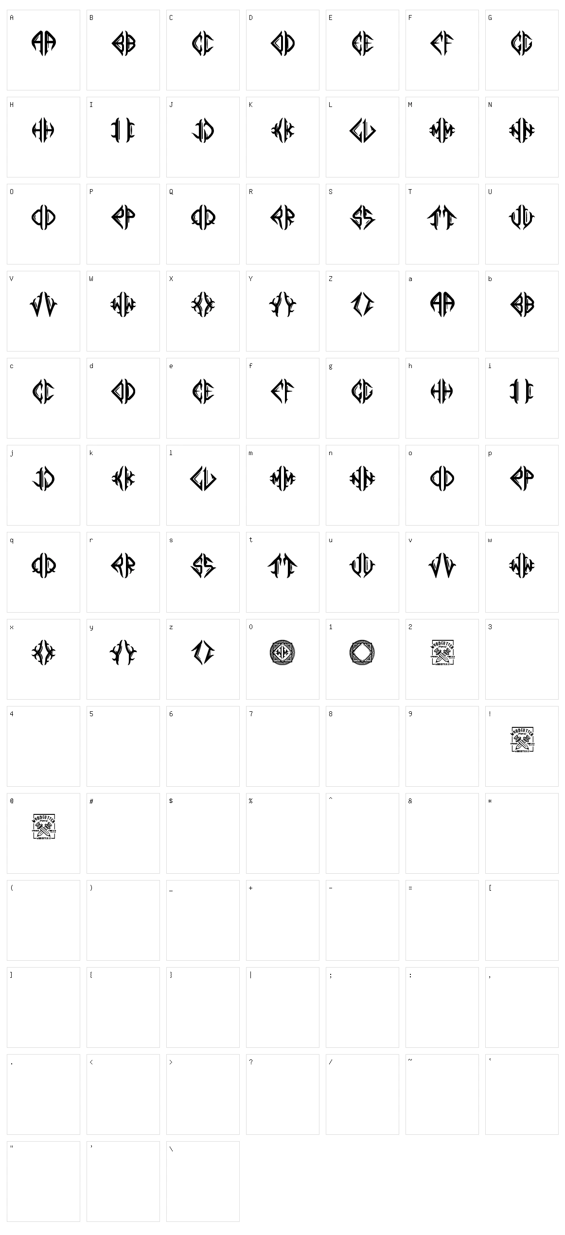 Mediogramo Character Set