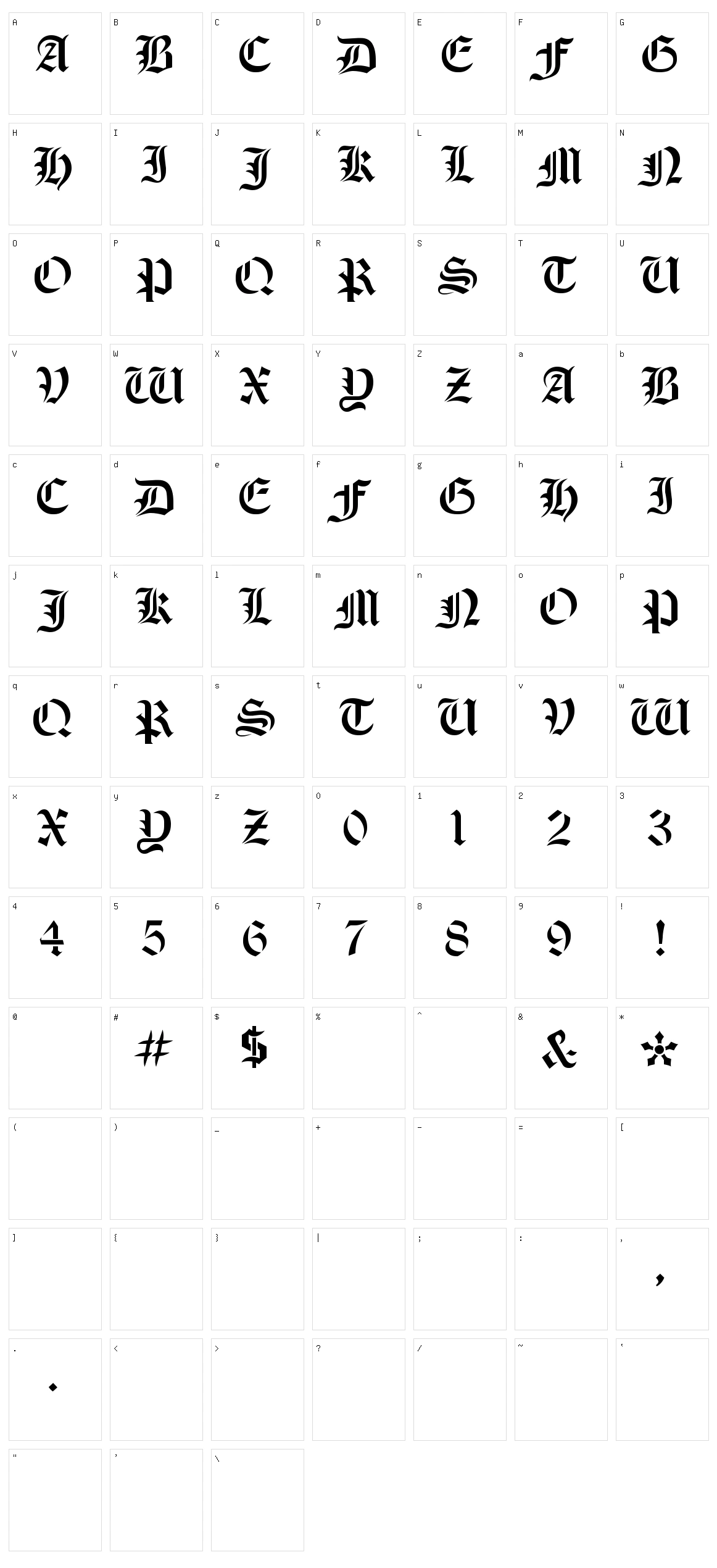 Olde Stencil Character Set