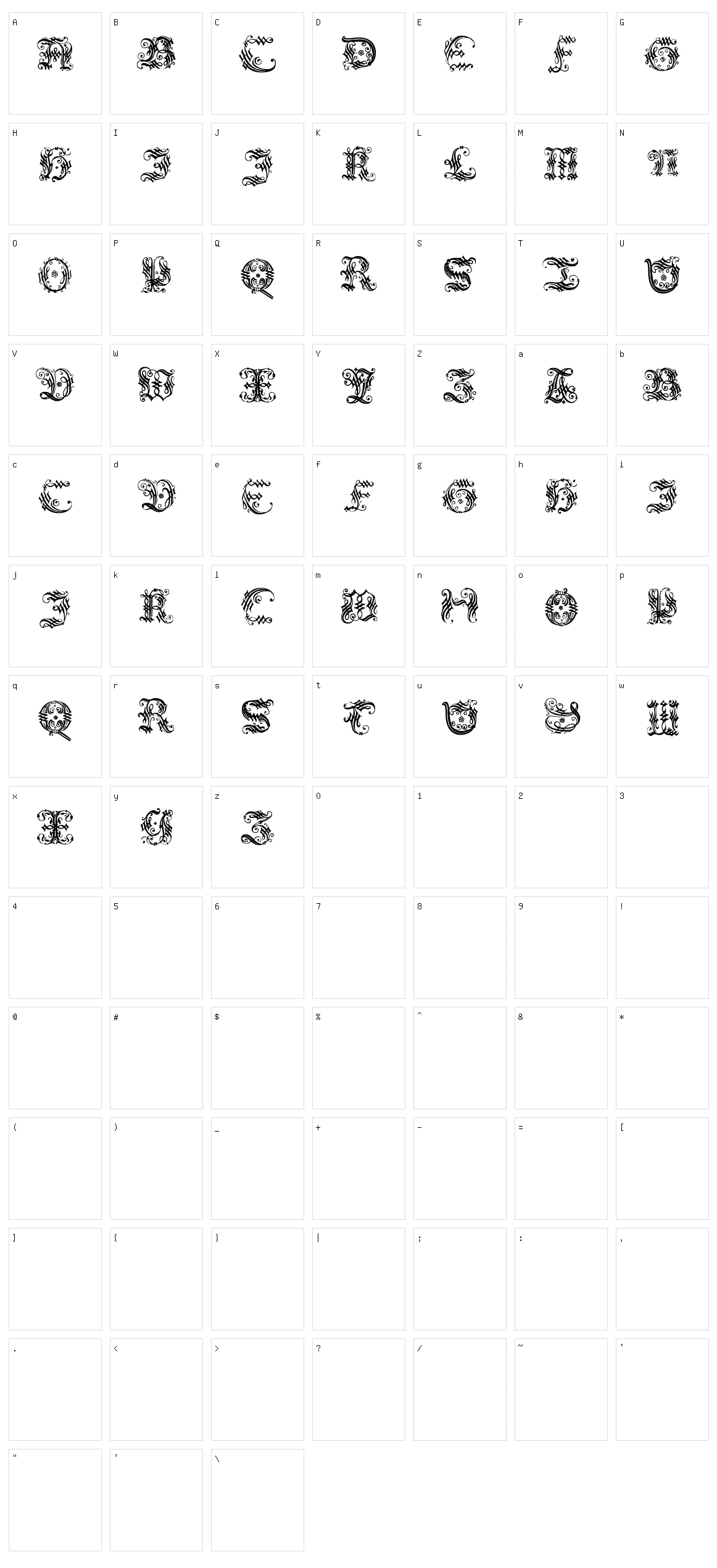 Ornamental Initial Character Set