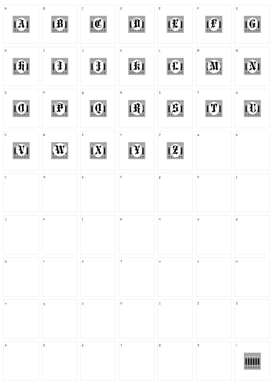 Portculliard Initials Character Set
