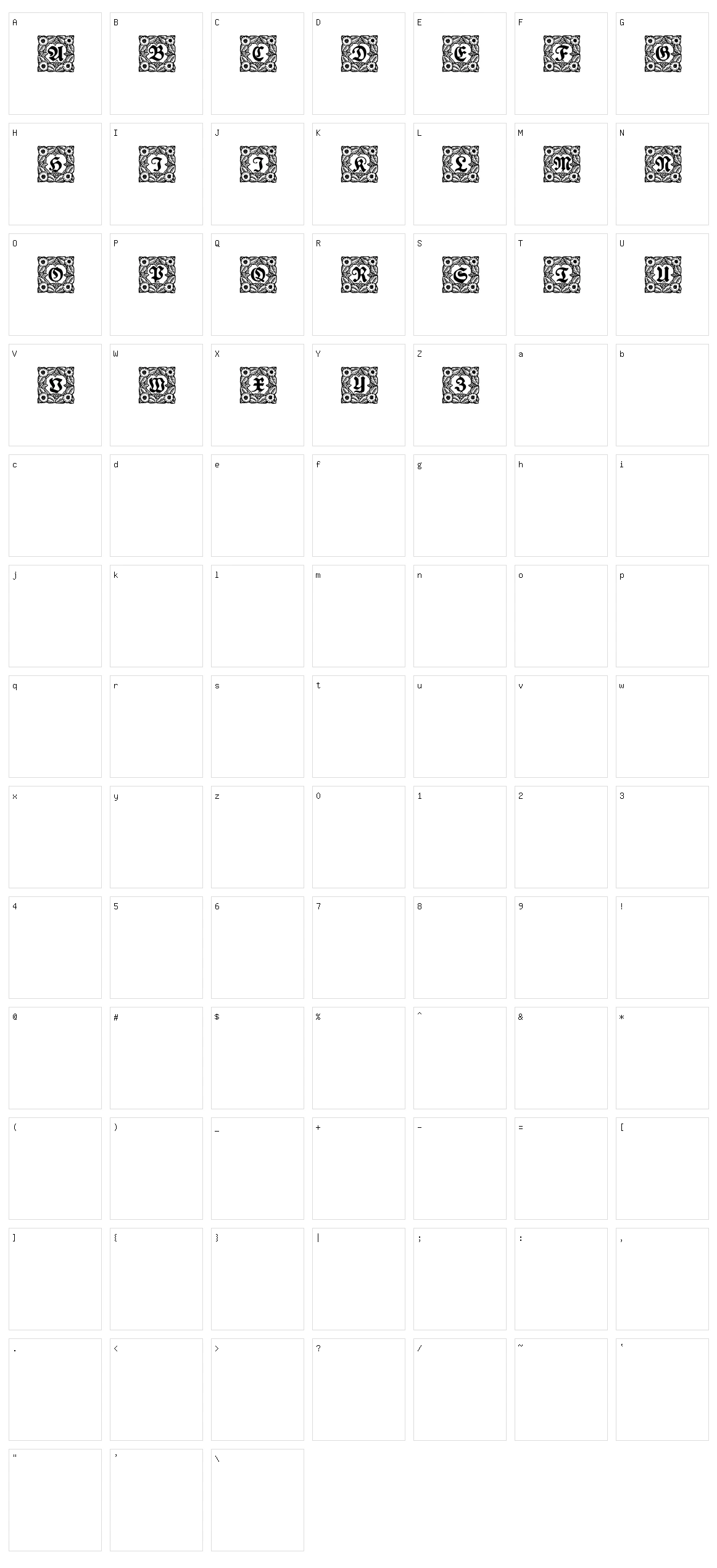 Schmuck-Initialen Character Set