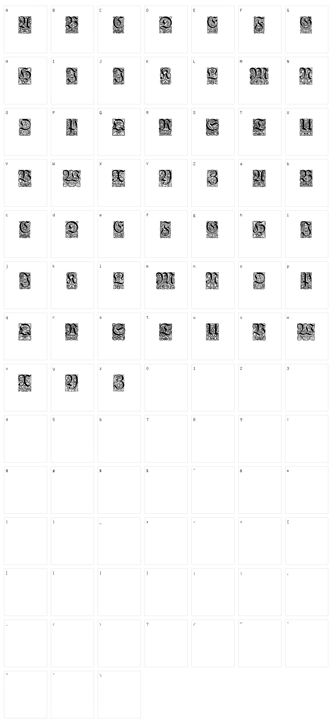 Unger-Fraktur Zierbuchstaben Character Set