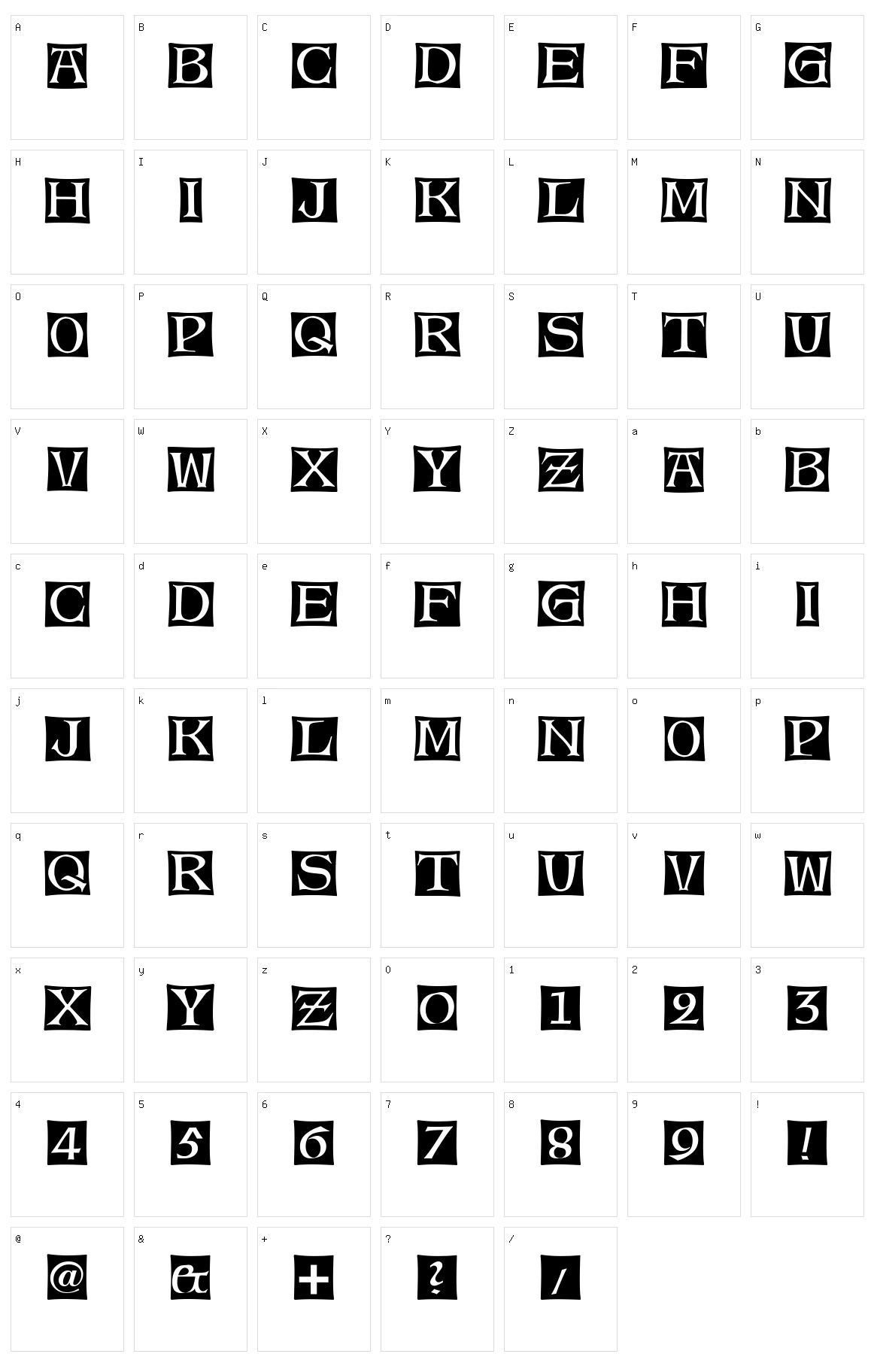 Alte Caps Character Set