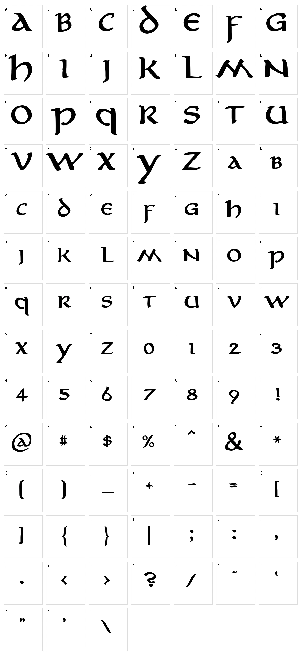 Aniron Character Set